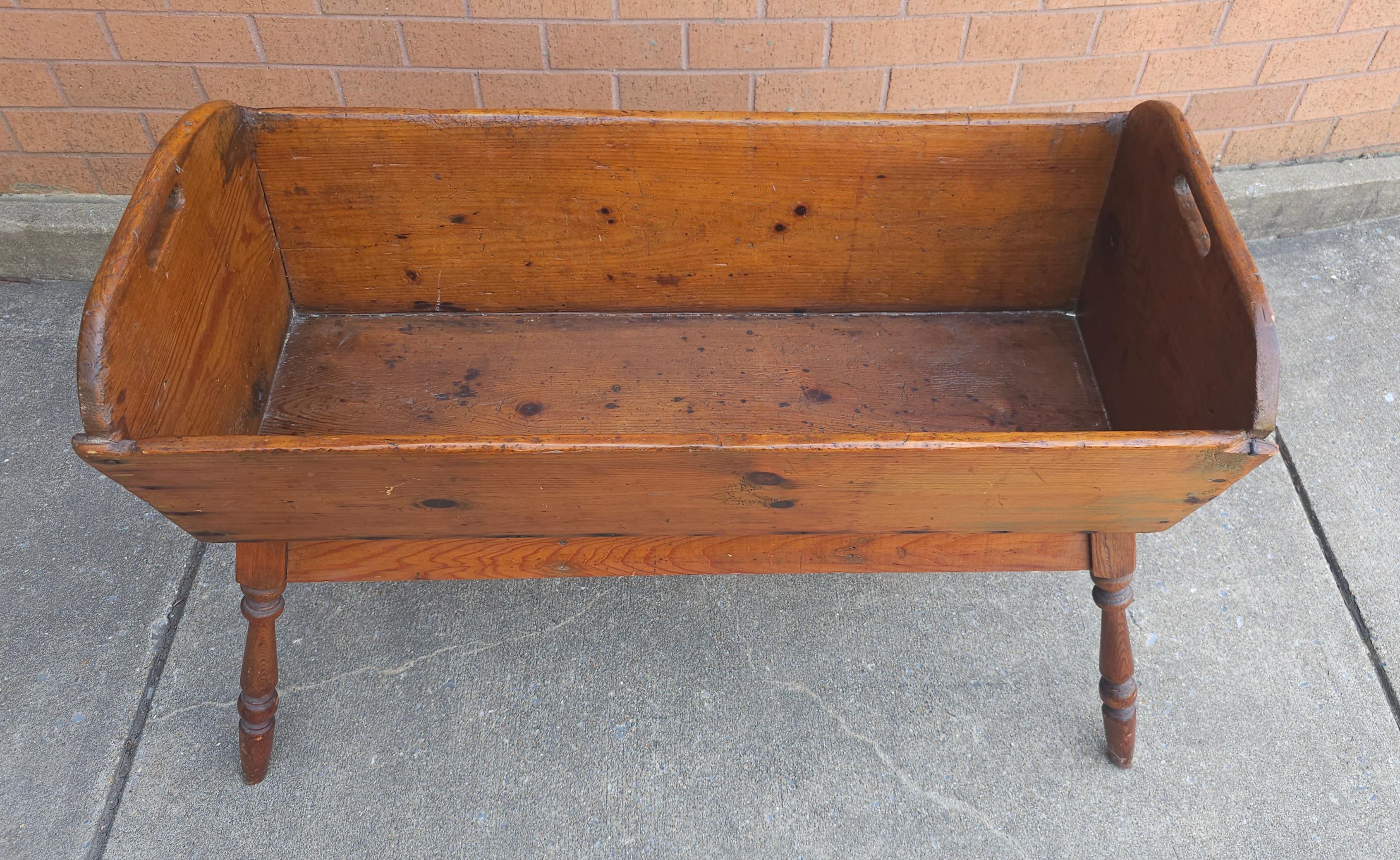 Hand-Crafted 19th Century Pennsylvania Pine Dough Trough / Flower Bed Planter on Stand For Sale