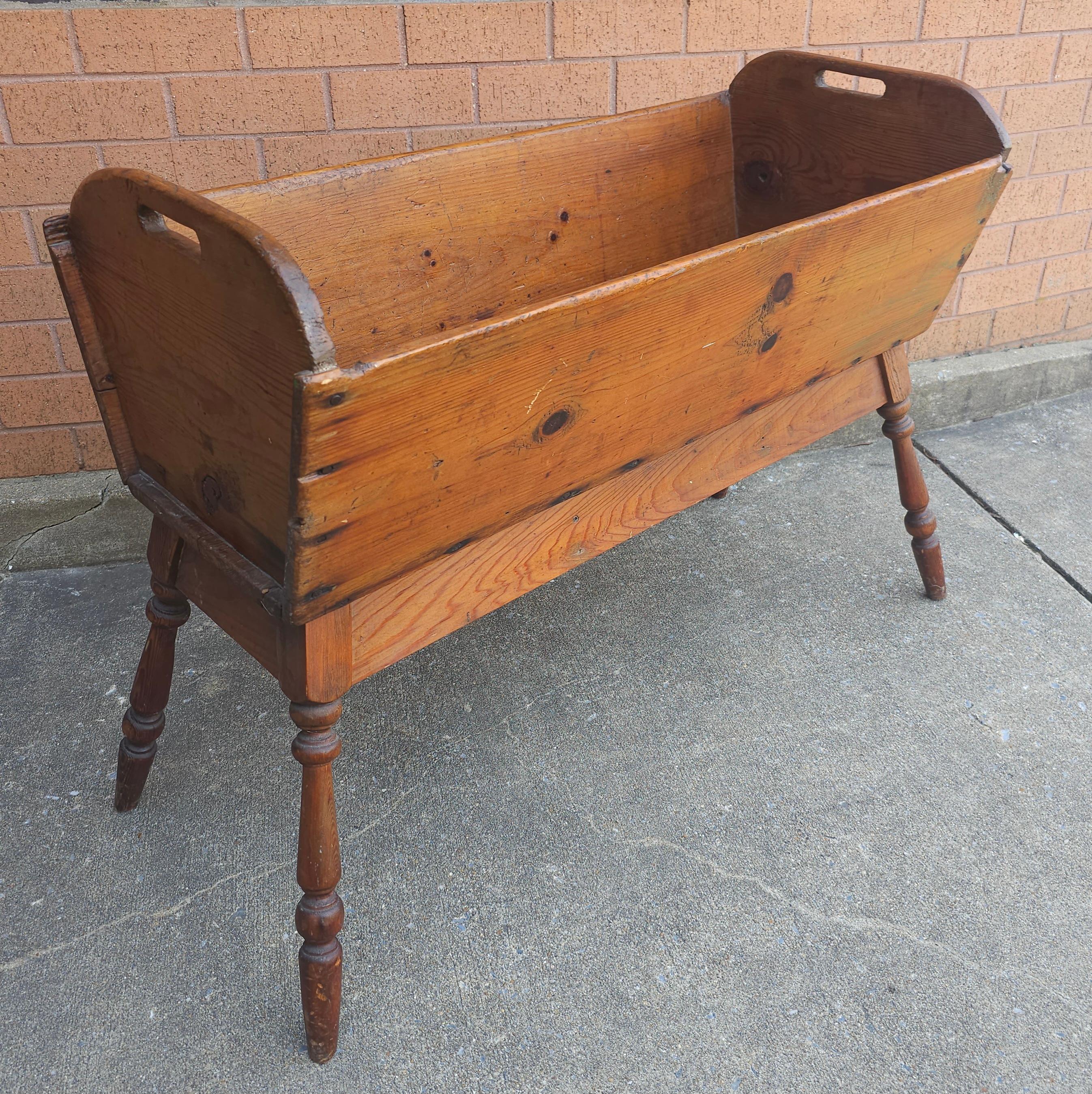 Hardwood 19th Century Pennsylvania Pine Dough Trough / Flower Bed Planter on Stand For Sale