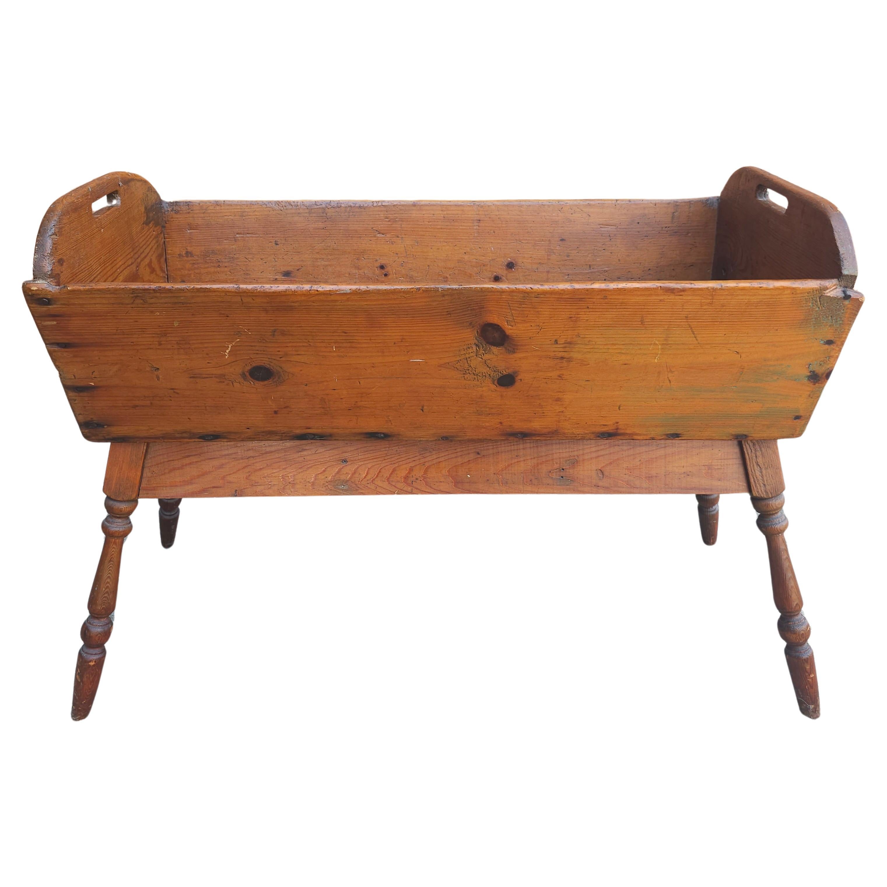 19th Century Pennsylvania Pine Dough Trough / Flower Bed Planter on Stand For Sale