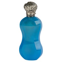 19th Century Perfume Bottle - Carved Crystal with Silver Top