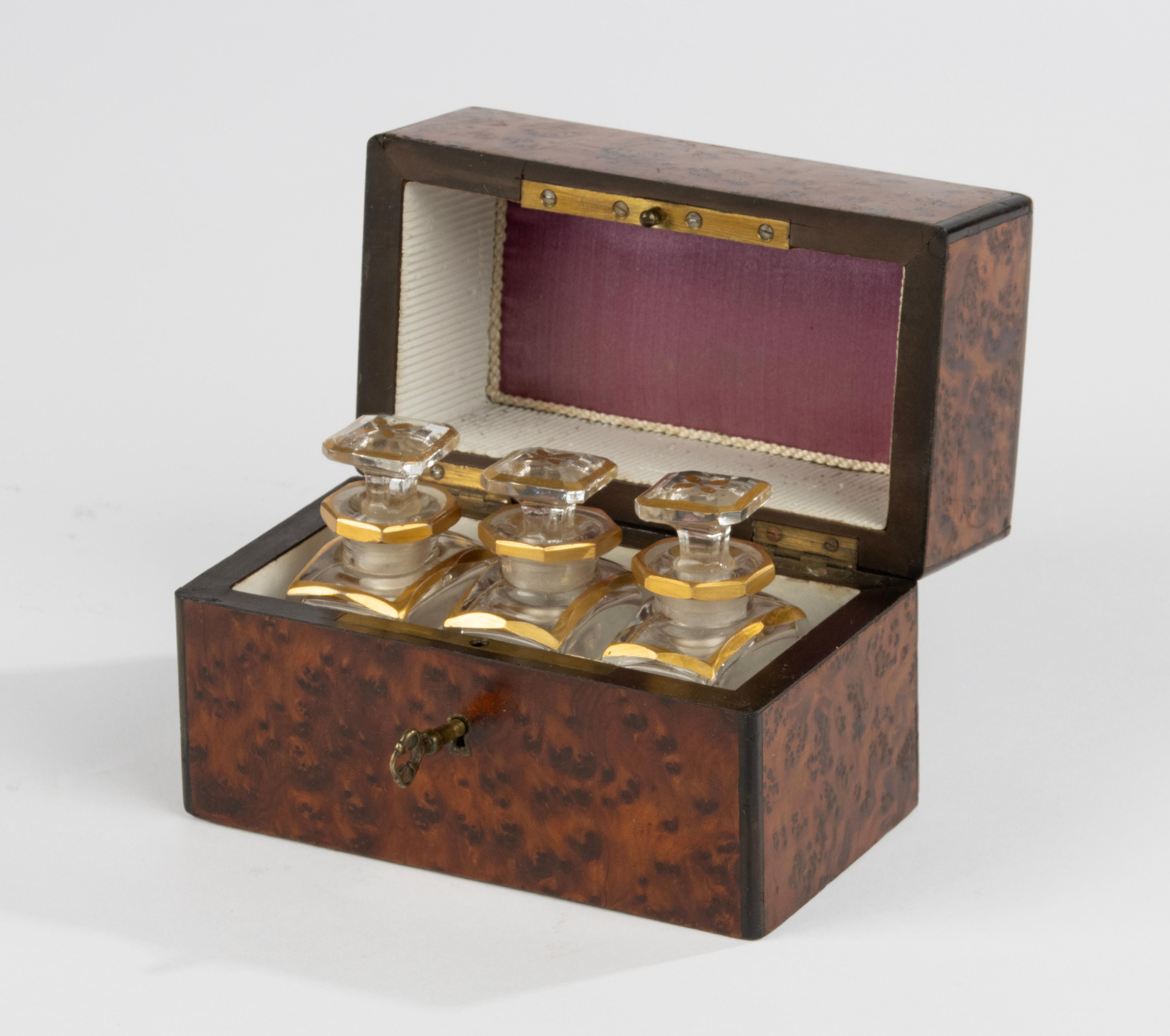 French 19th Century Perfume Box - Napoleon III - Crystal Bottles For Sale