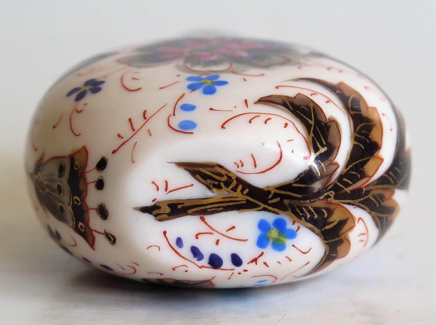 19th Century Perfume or Scent Bottle Porcelain Hand-Painted Floral, Victorian 3