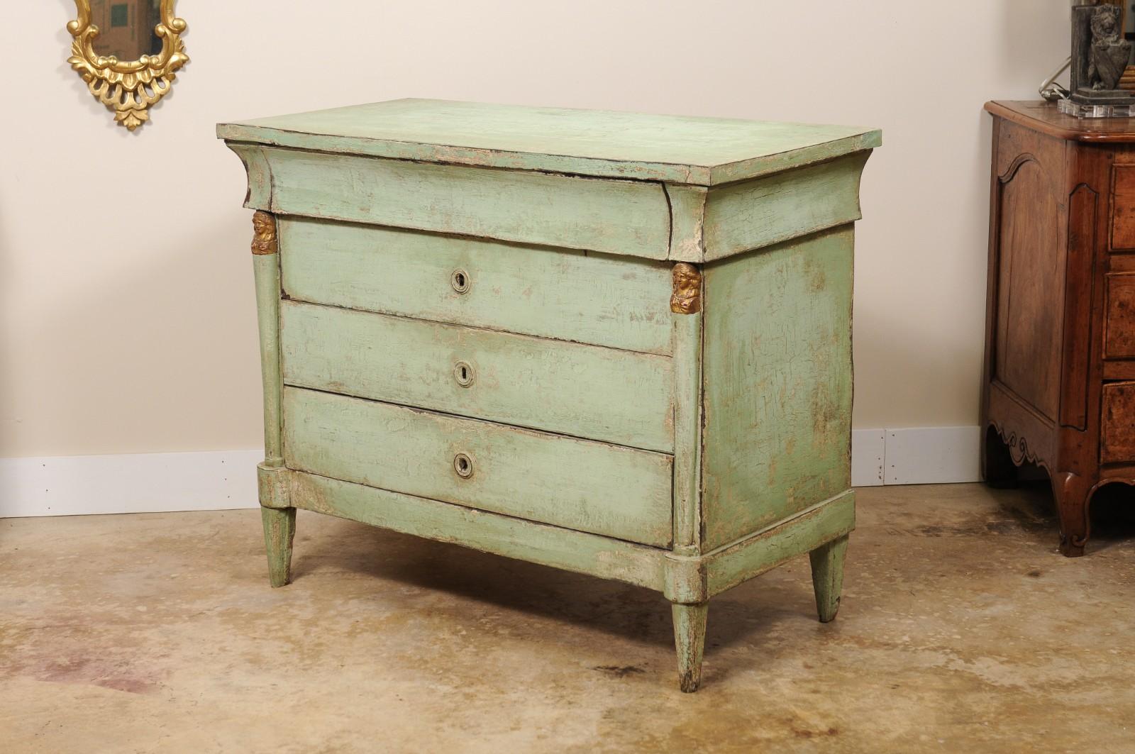 Periodo del siglo XIX  Cómoda Francesa, Pintada Imperio en venta 5