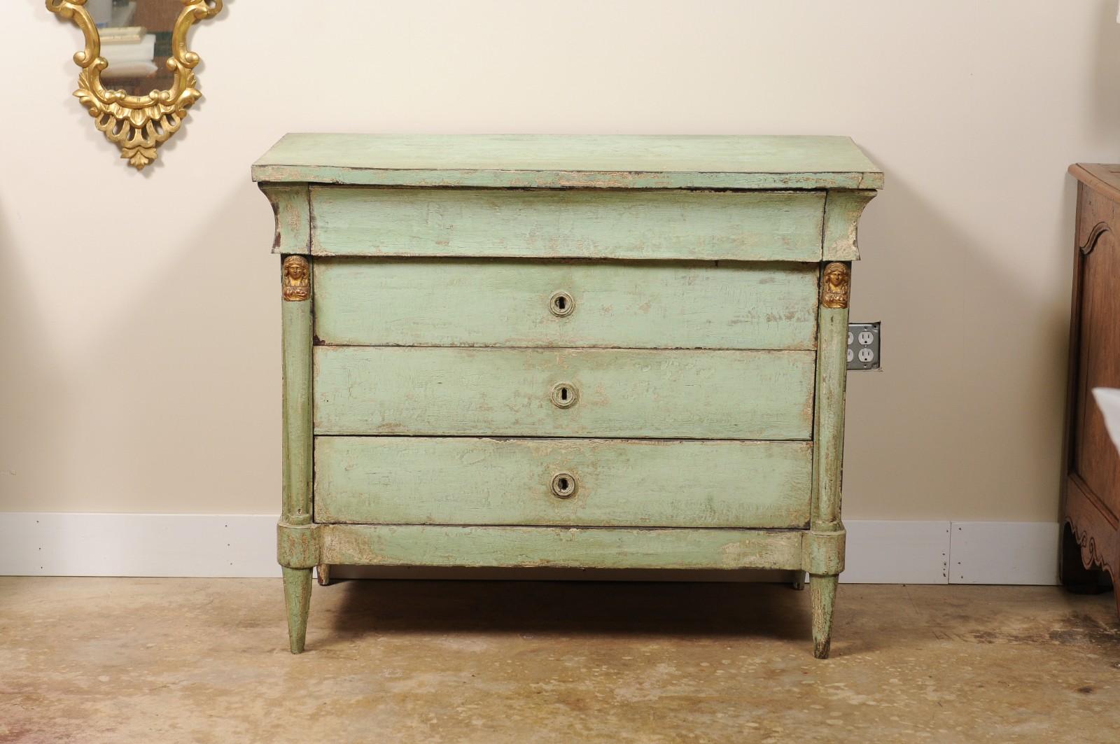 Periodo del siglo XIX  Cómoda Francesa, Pintada Imperio en venta 7