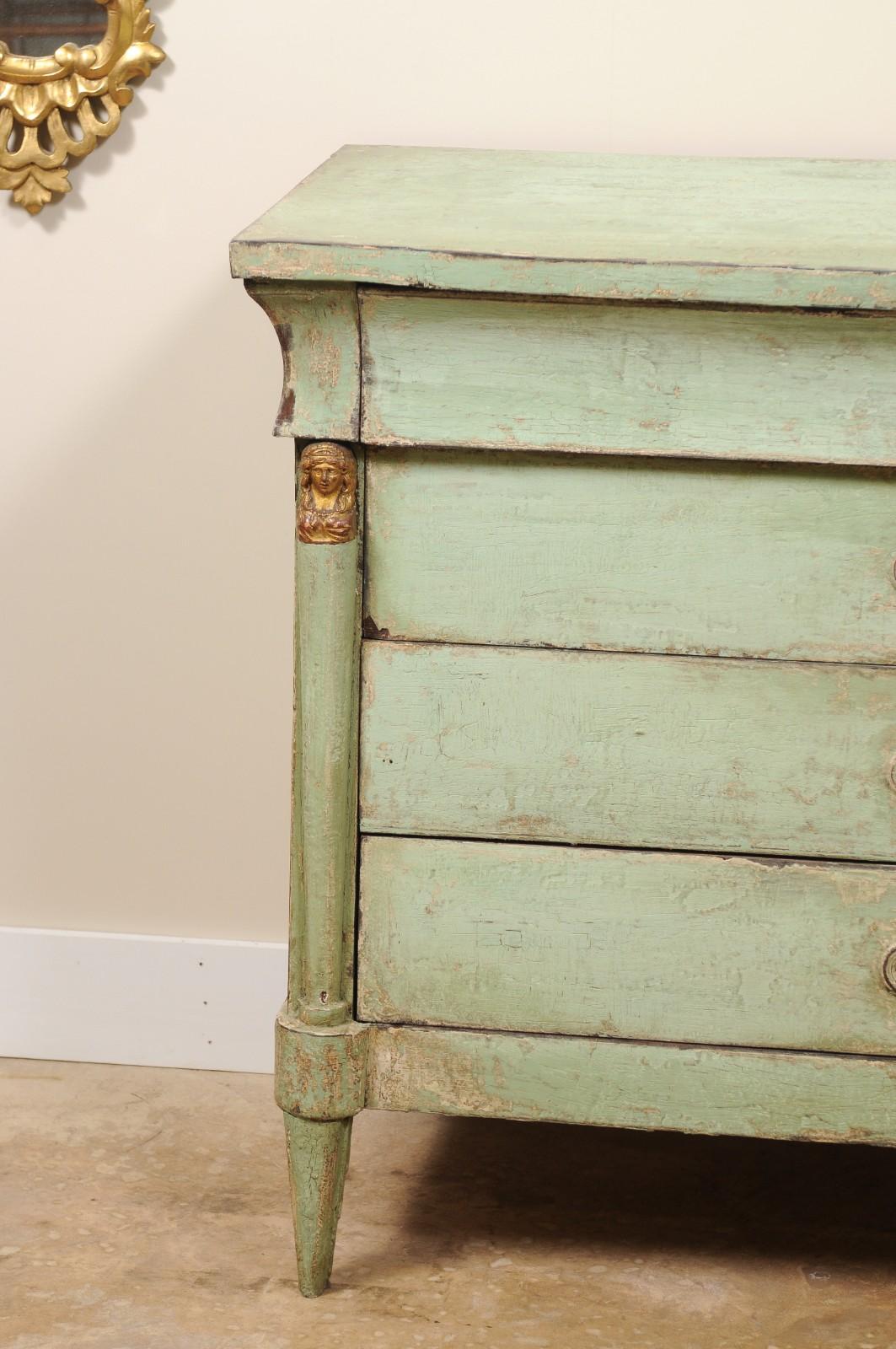 Periodo del siglo XIX  Cómoda Francesa, Pintada Imperio en venta 9