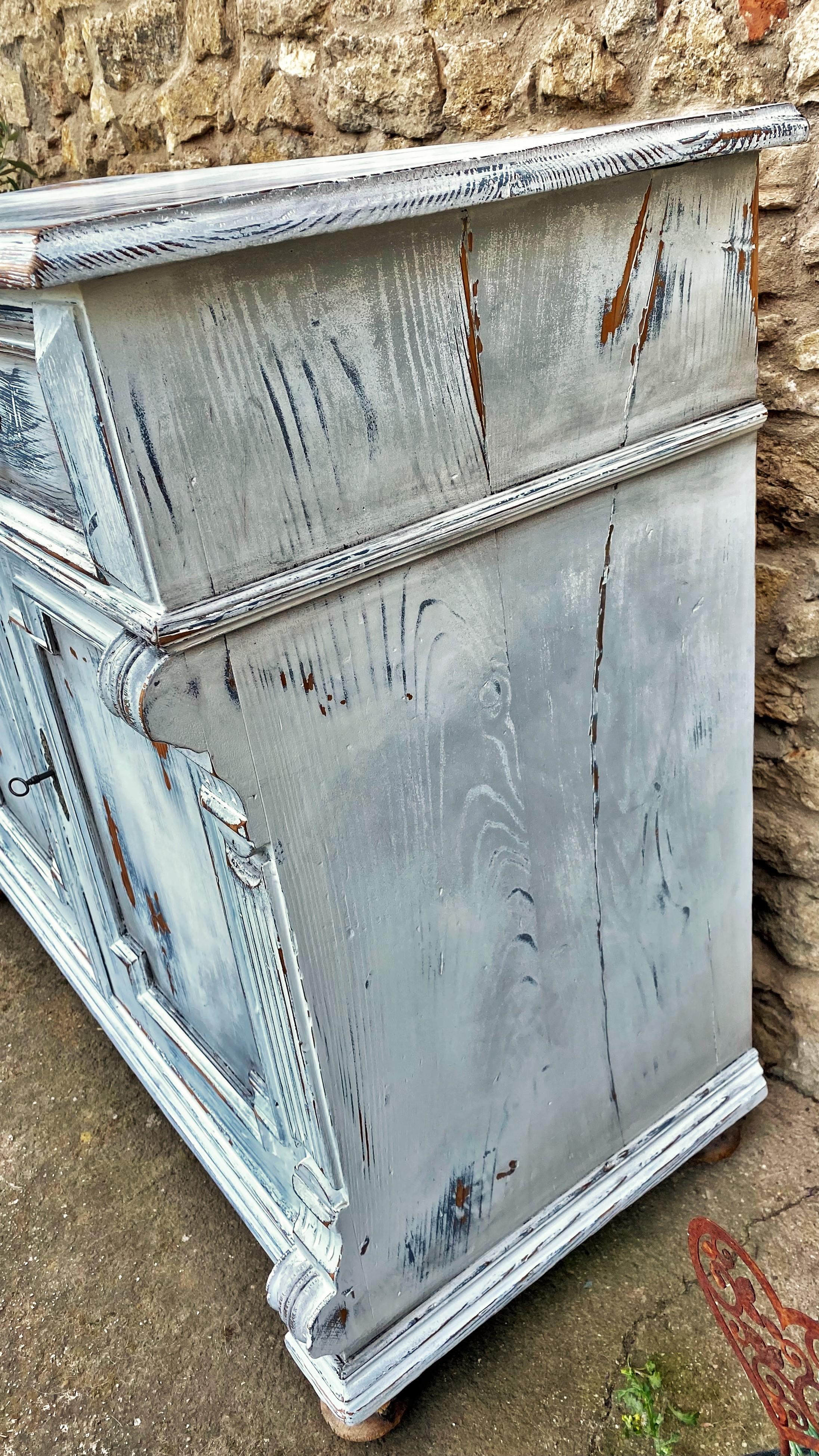 Metal 19th Century Period Painted Pine Chest Commode, France 1860