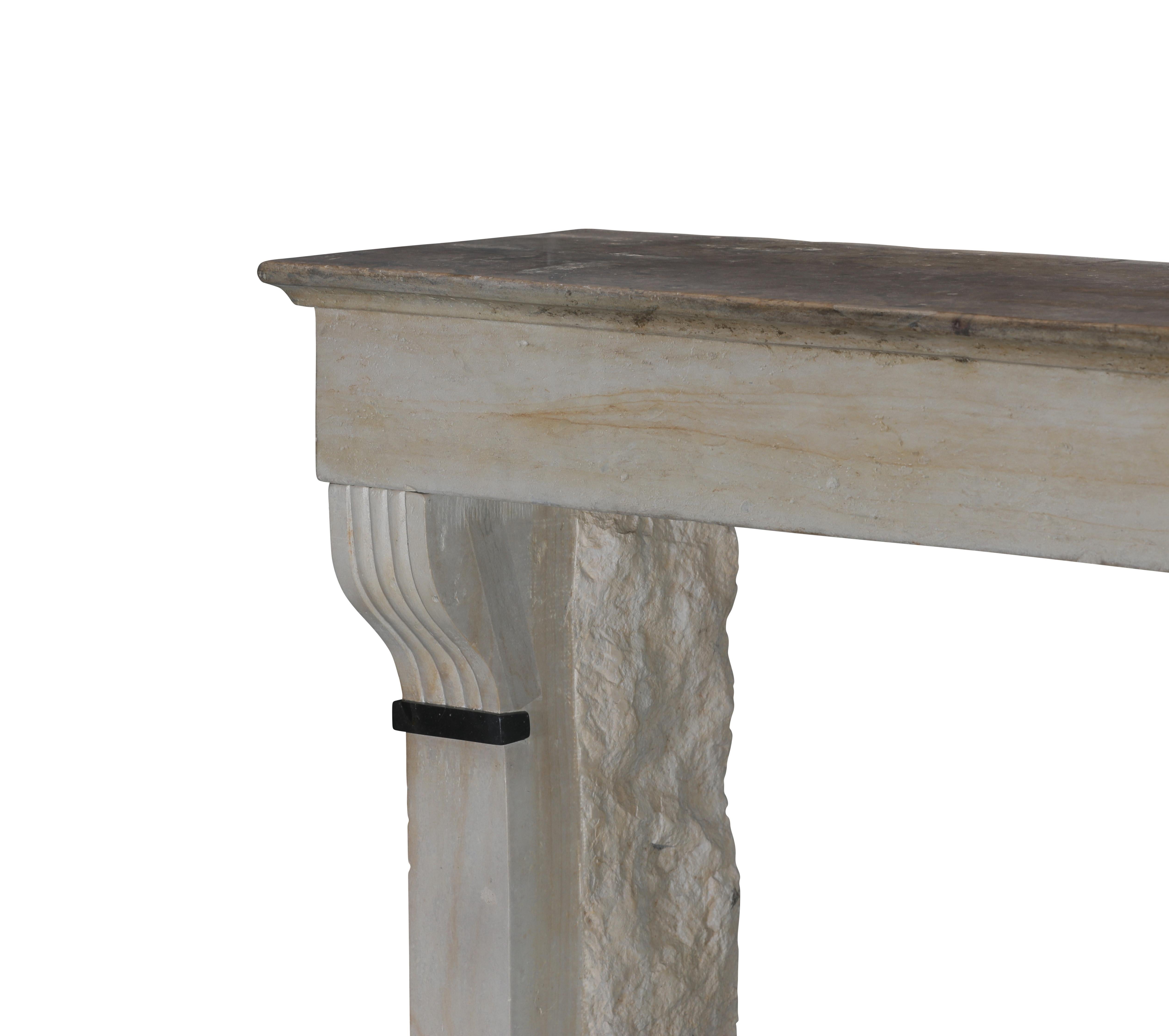 Limestone 19th Century Period Townhouse Fireplace Surround With Black Marble Detail For Sale