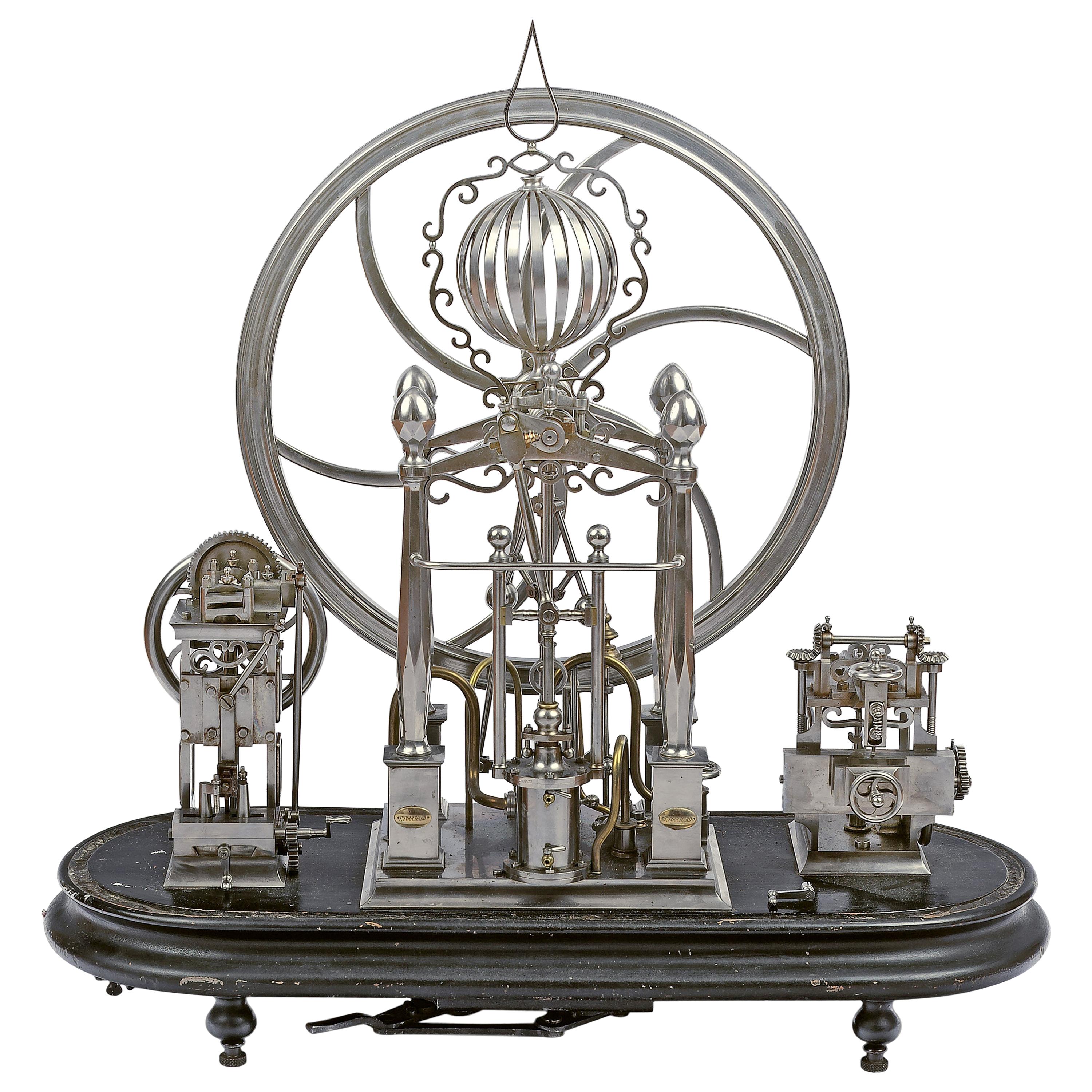 19th Century Perpetual Motion Clock Signed Touchard