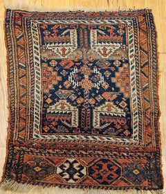 19th Century Persian Afshar Bagface, Hand-Knotted Wool Textile