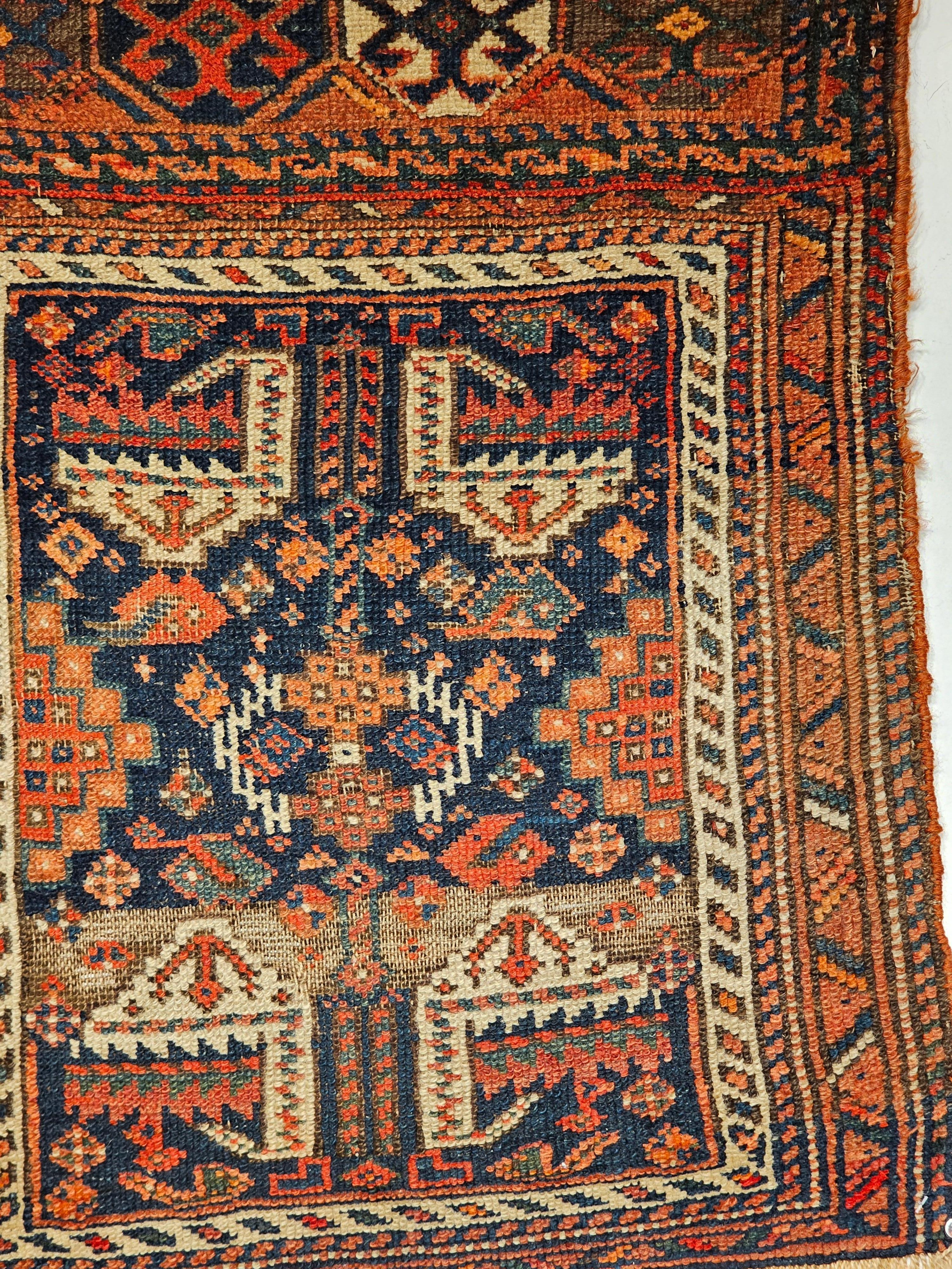 19th Century Persian Afshar Tribal Bagface Used as Nomadic People Wall Art In Good Condition For Sale In Barrington, IL