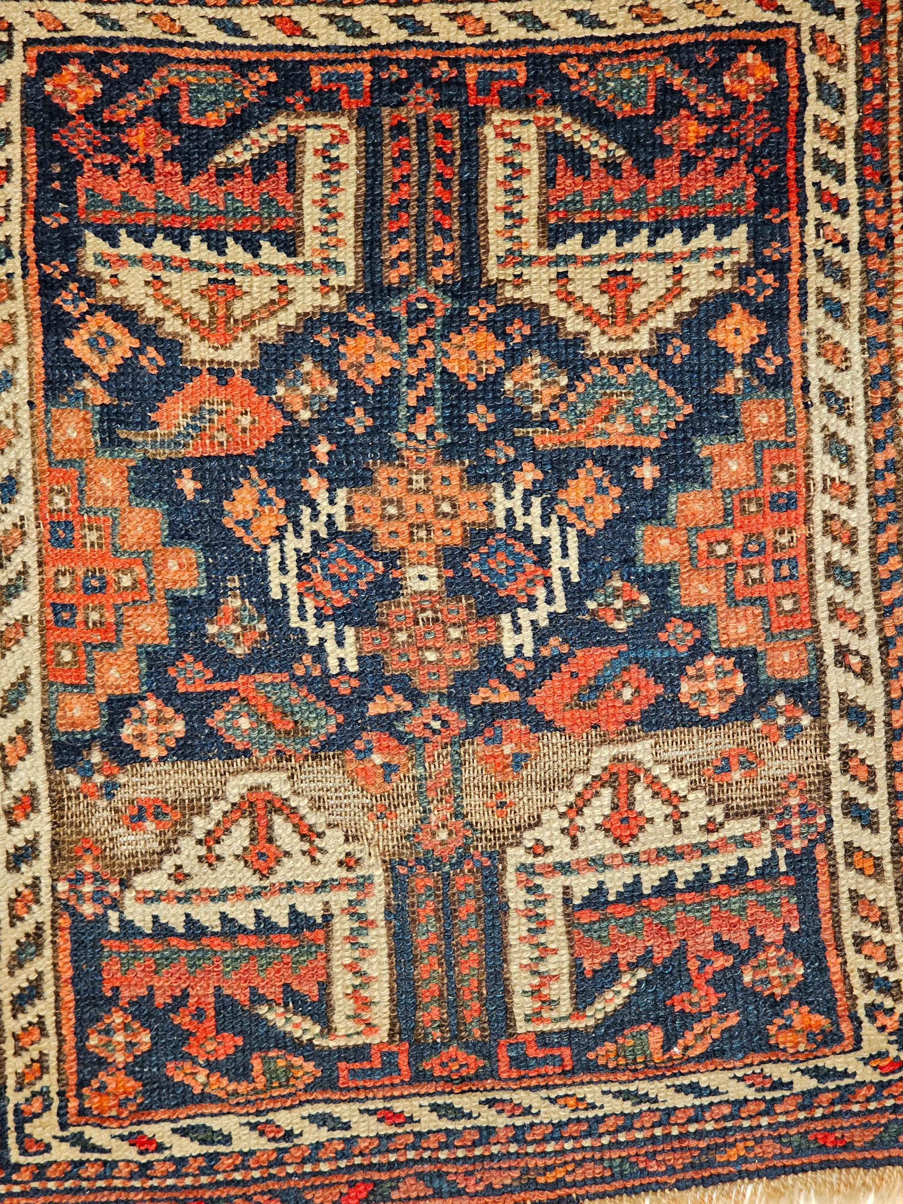 Wool 19th Century Persian Afshar Tribal Bagface Used as Nomadic People Wall Art For Sale