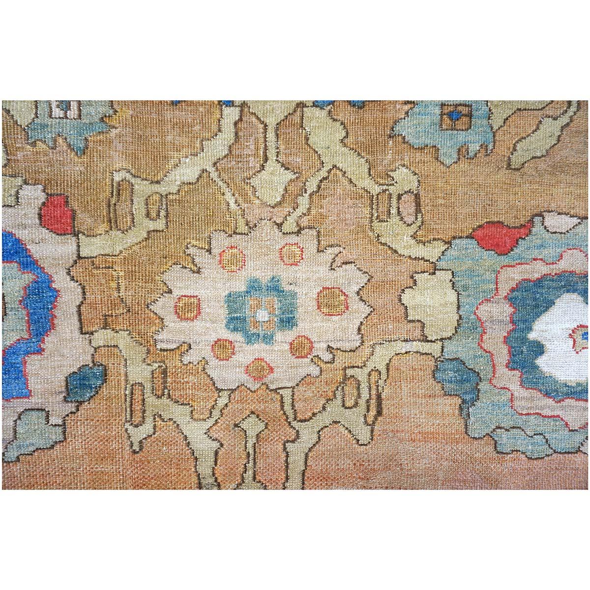 Tapis persan ancien du 19ème siècle Sultanabad 15x19, brun clair, rouille et bleu, fait à la main en vente 2