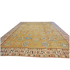 Antique Persian Sultanabad Wool 16x19 Tan & Blue Handmade Oversized Area Rug