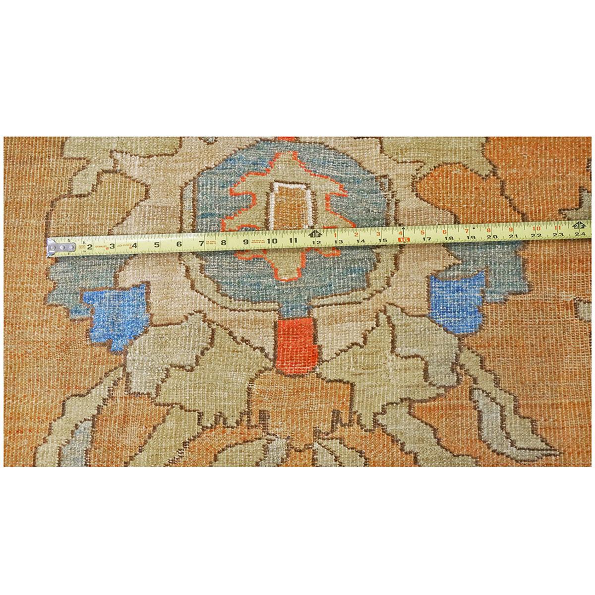 Tapis persan ancien du 19ème siècle Sultanabad 15x19, brun clair, rouille et bleu, fait à la main en vente 5