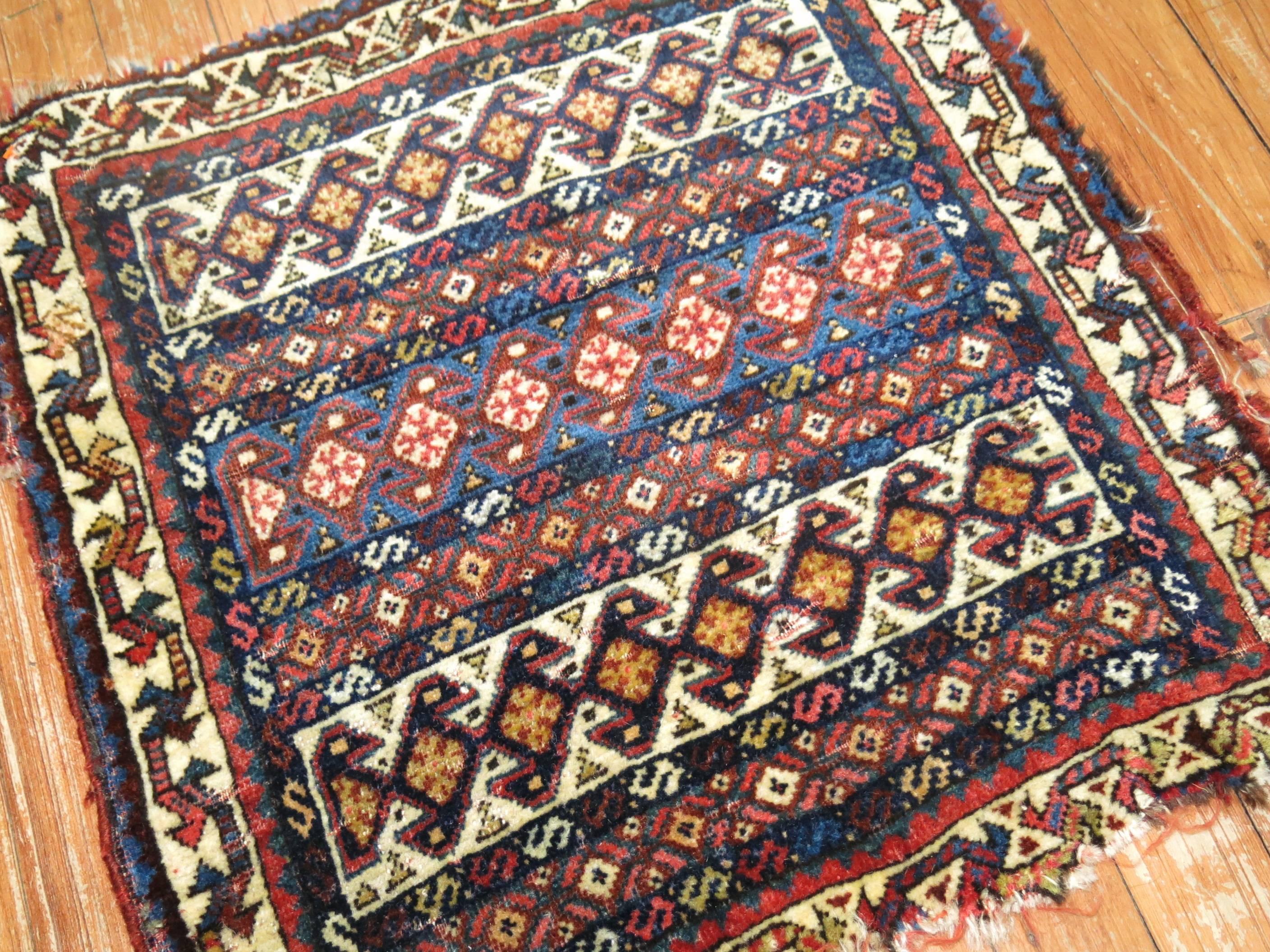 19th Century Persian Bagface Textile Rug In Distressed Condition For Sale In New York, NY