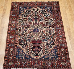 19th Century Persian Bakhtiari Bibibaft Area Rug, Vase Pattern
