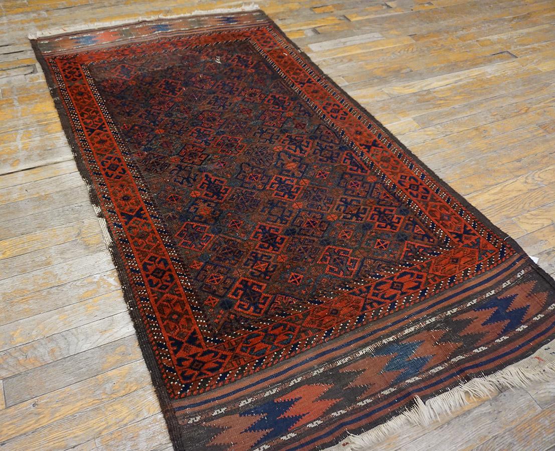 19th century Persian Baluch carpet ( 3'2