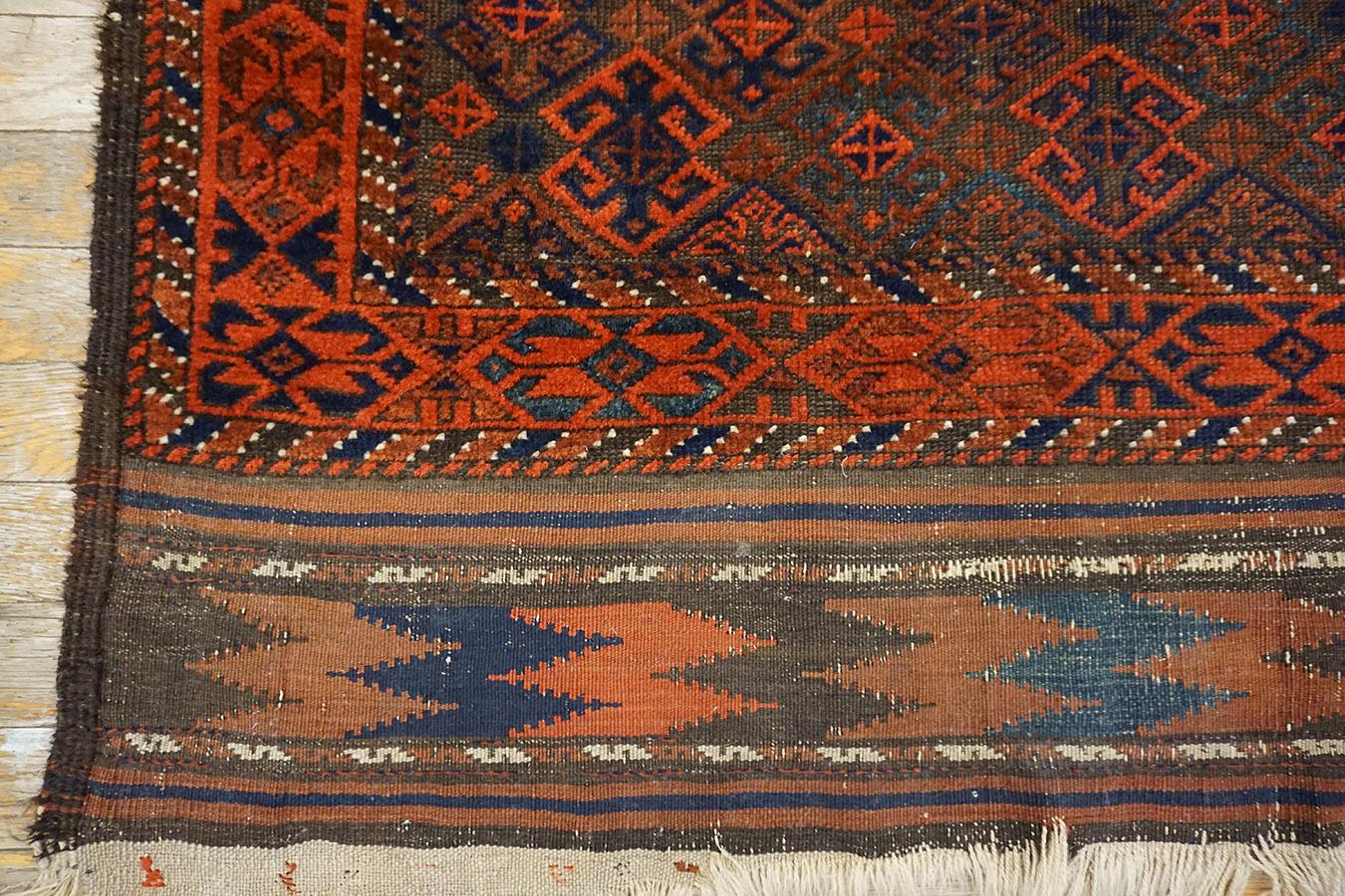 Hand-Knotted 19th Century Persian Baluch Carpet For Sale