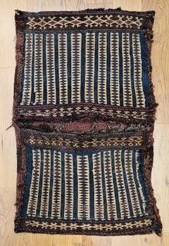 19th Century Persian Baluch Tribal Double Saddlebag, Geometric Design