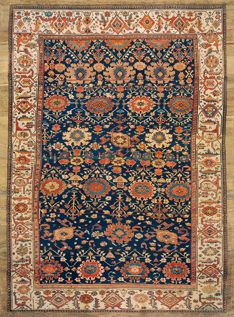 Tappeto persiano Bibikabad del XIX secolo con motivo Harshang ( 10'7" x 14'9" ) in vendita