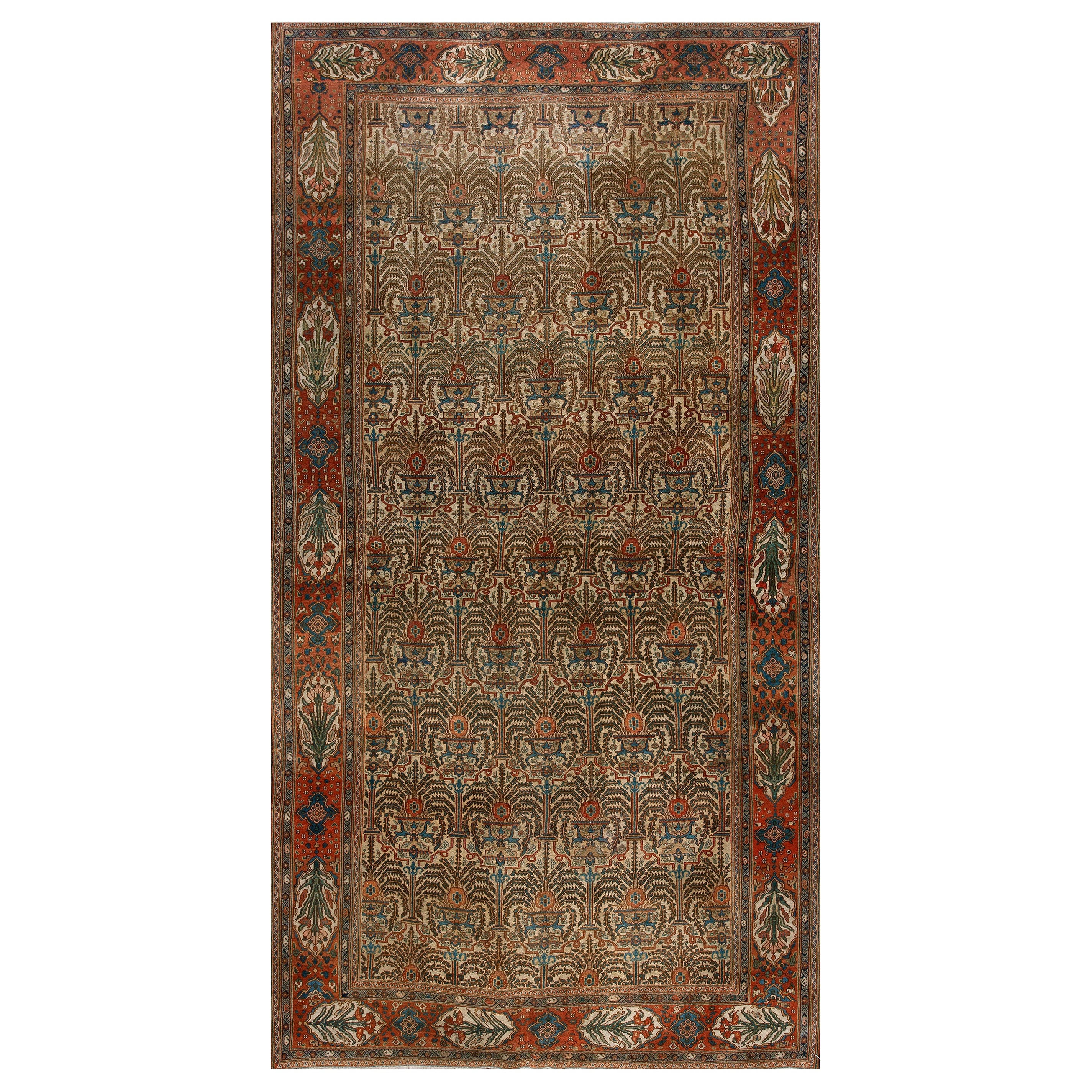Persischer Bibikabad-Galley-Teppich aus dem 19. Jahrhundert ( 6'8" x 12'10"- 203 x 392) im Angebot