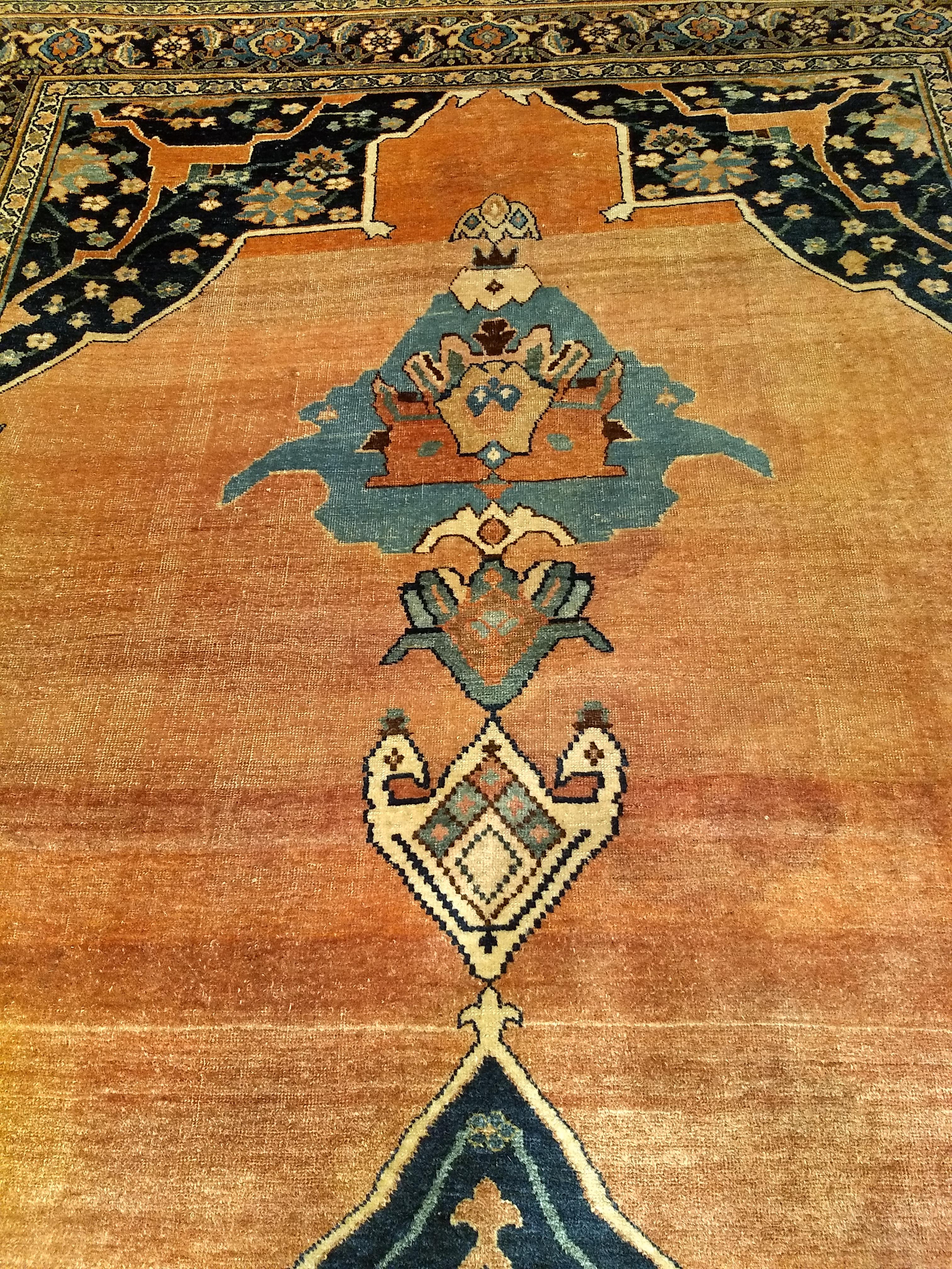 19th Century Persian Bidjar Gallery Rug in Brick-Red, Navy, Turquoise, Yellow For Sale 1