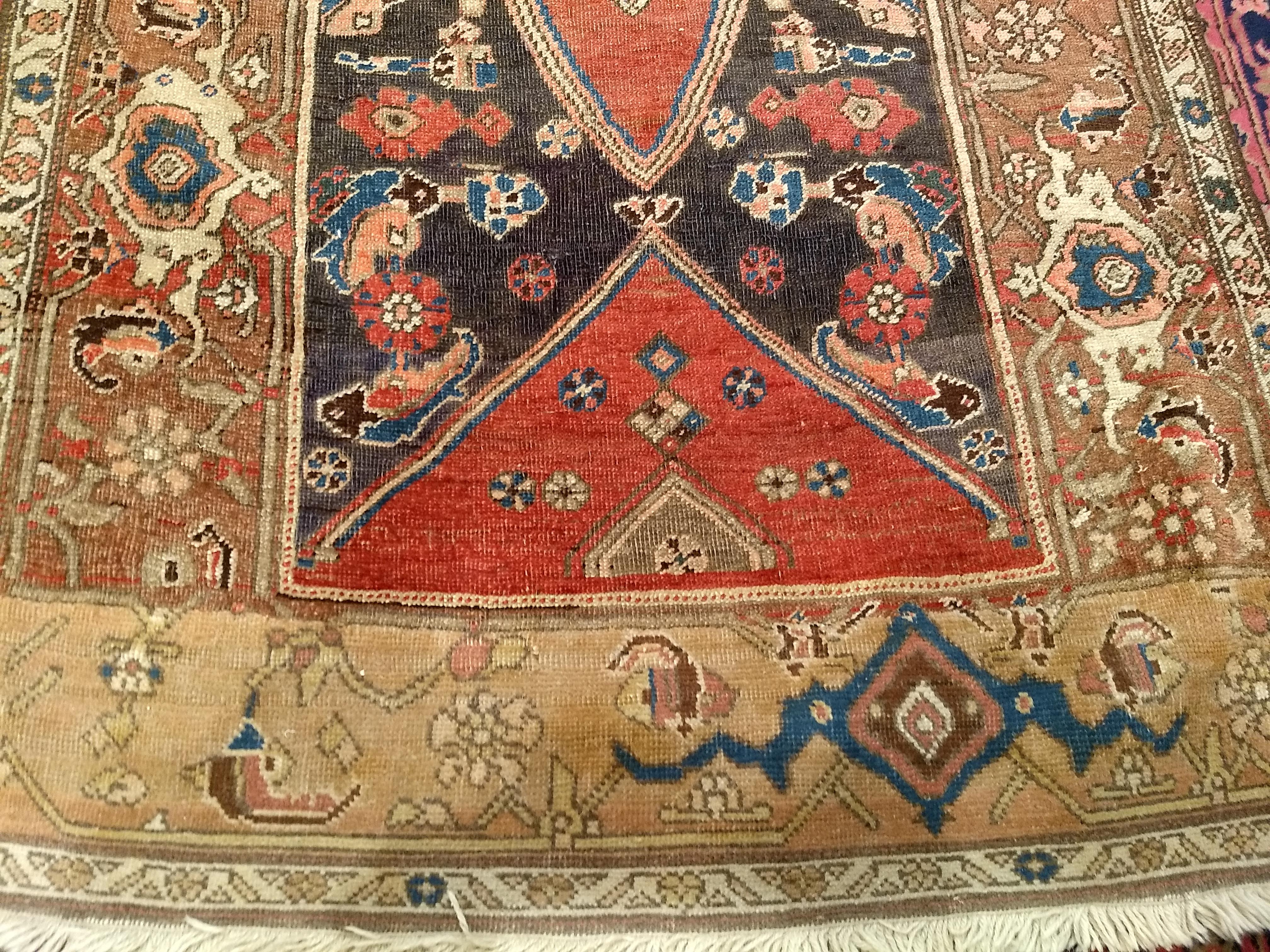 Runner persiano Bidjar del XIX secolo in rosso terracotta, marina, marrone avorio in vendita 8