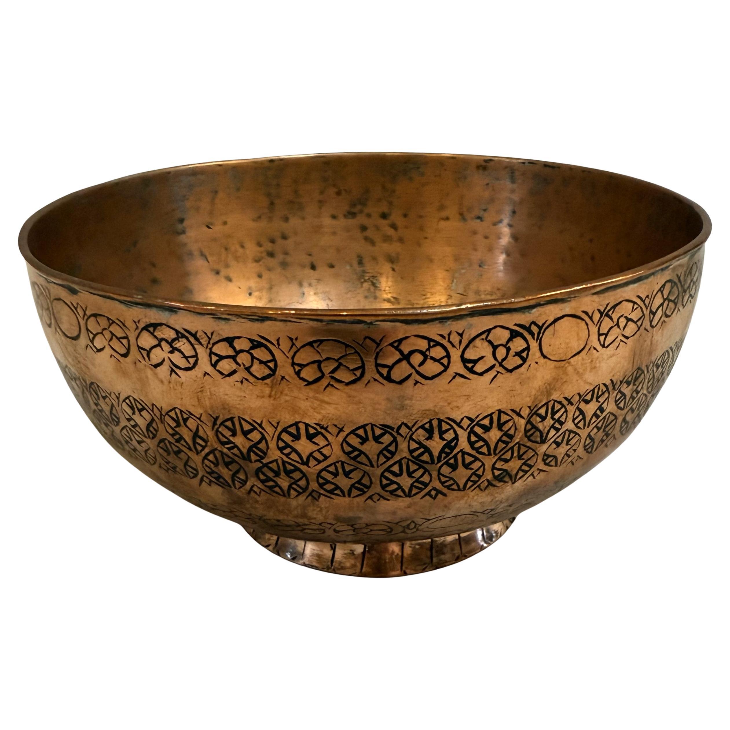 19th Century Persian Copper Bowl For Sale
