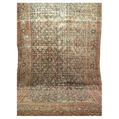 Antique 19th Century Persian Farahan in an Allover Pattern in Navy, Pistachio Green, Red