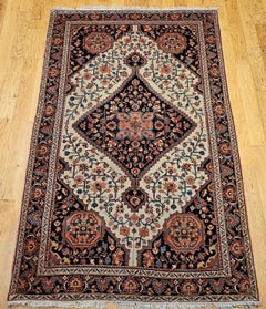 Antique Persian Farahan Sarouk Area Rug, Wool, Floral Design, 1890s