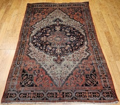 Antique Persian Farahan Sarouk Area Rug, Wool, Floral Design, 1900s