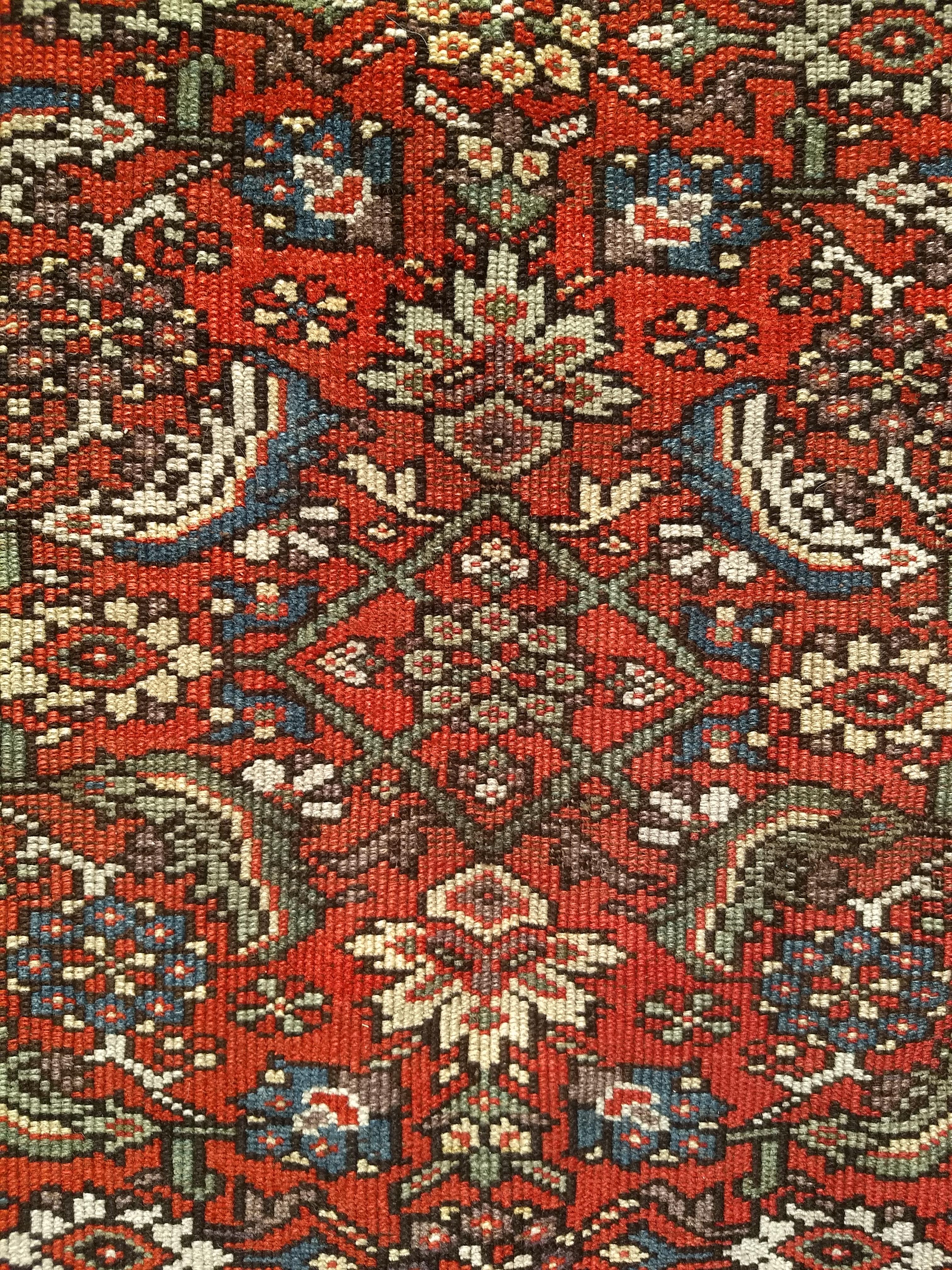 19th Century Persian Farahan Wide Runner in Allover Pattern in Red, Green, Blue For Sale 5
