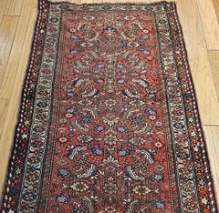 Antique Persian Farahan Runner, Hand-Knotted Wool, Late 1800s