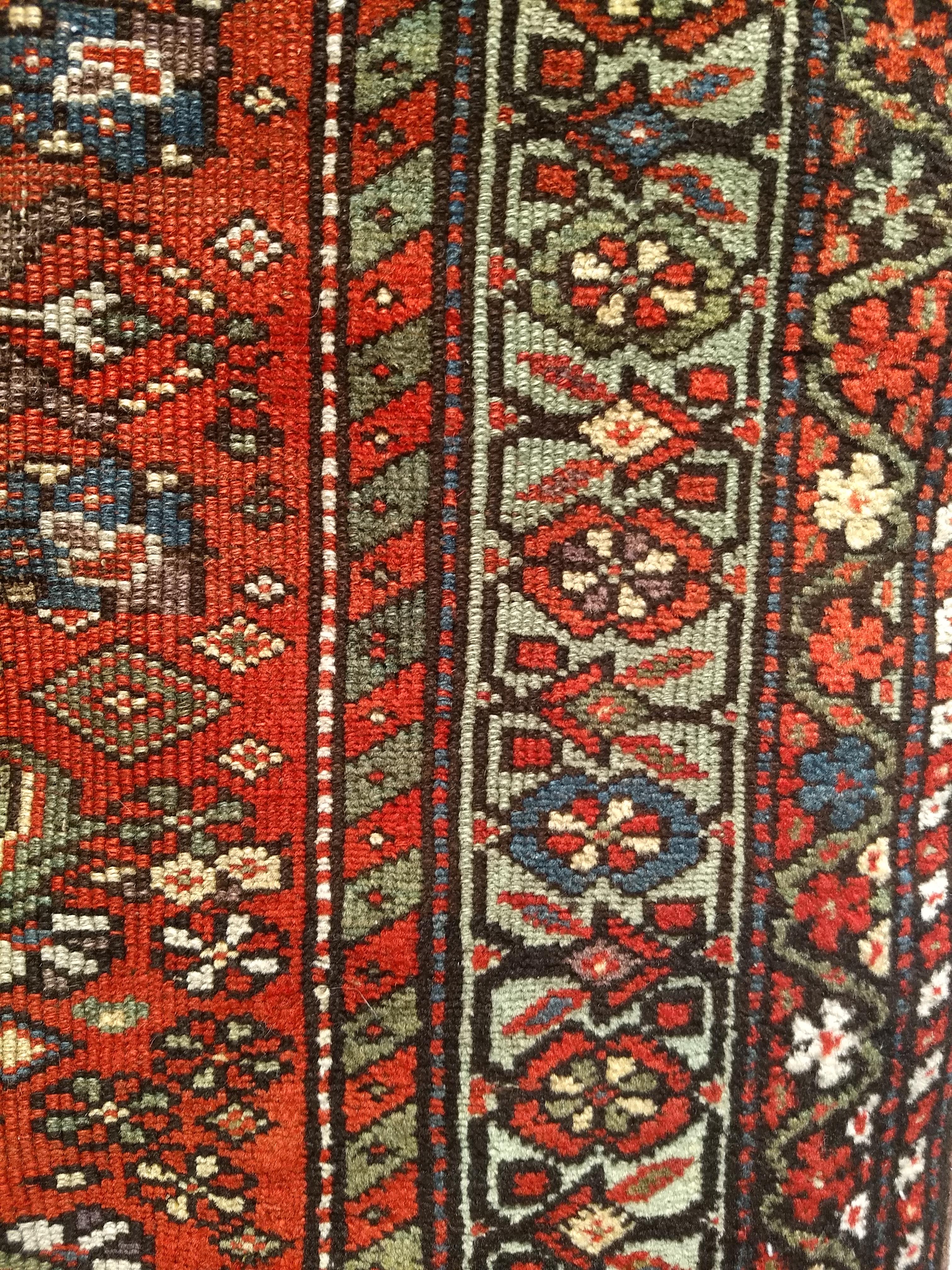 19th Century Persian Farahan Wide Runner in Allover Pattern in Red, Green, Blue For Sale 4