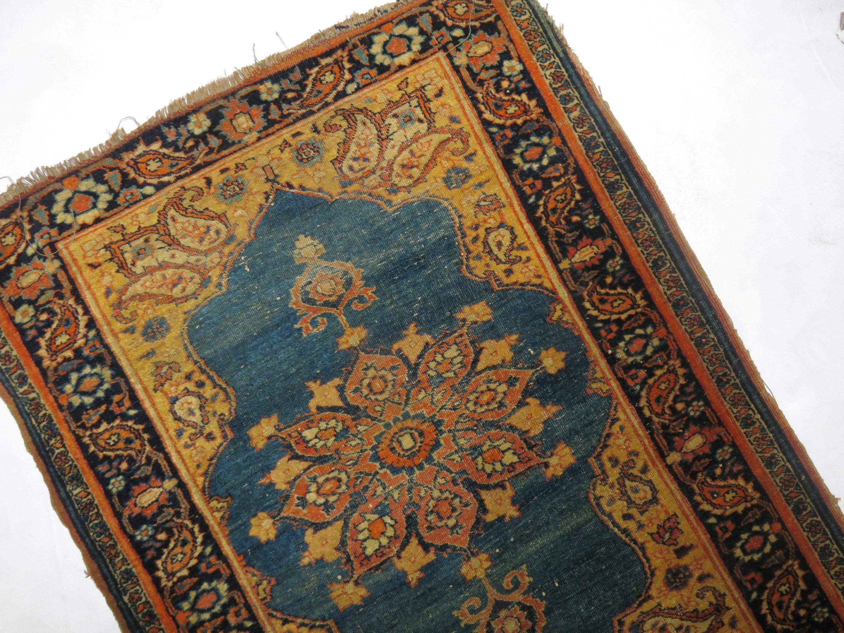 Hand-Woven 19th Century Persian Hadji Jali Li Tabriz Poshtee Rug