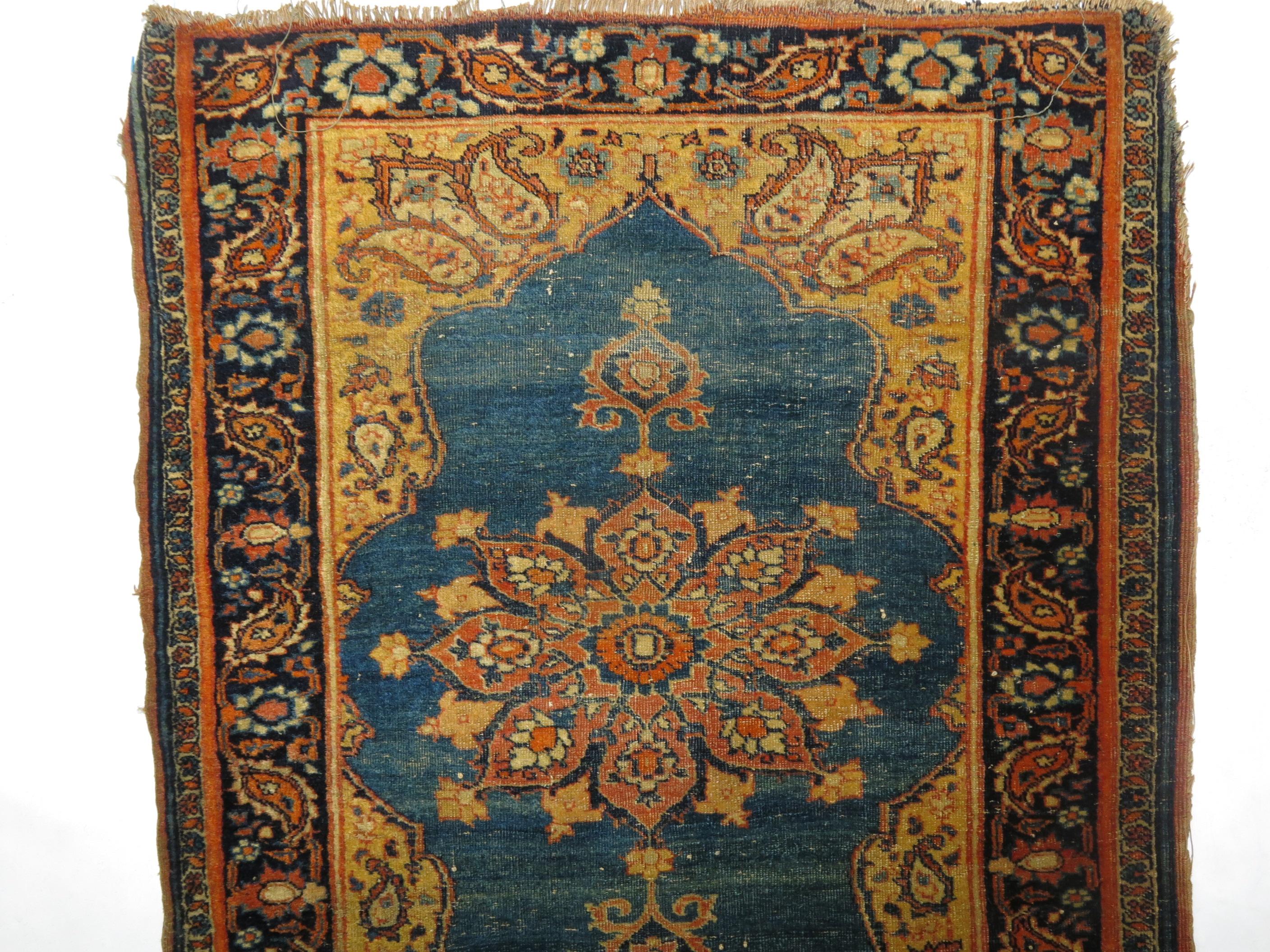 Wool 19th Century Persian Hadji Jali Li Tabriz Poshtee Rug