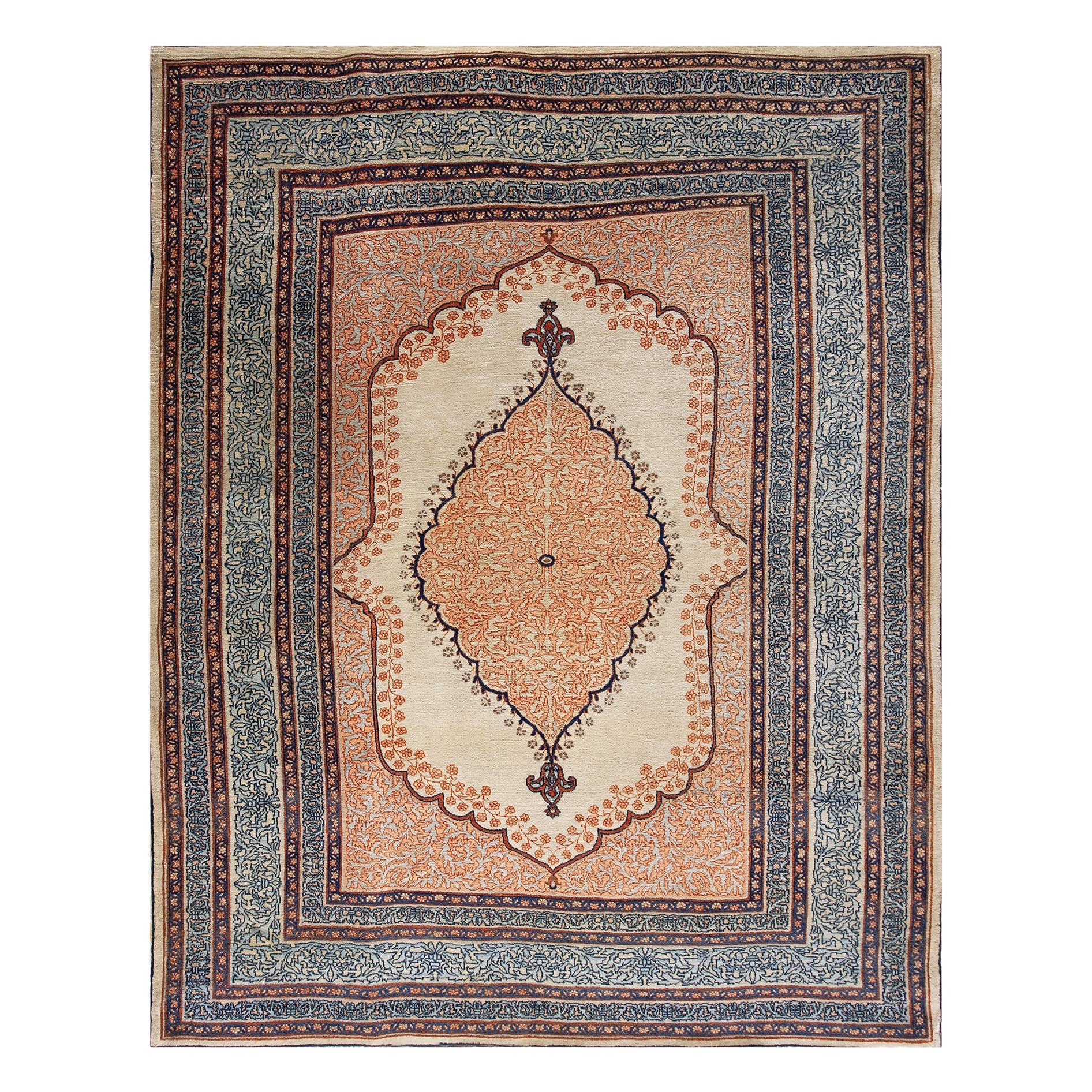 Alfombra persa Haji Jalili Tabriz del siglo XIX ( 4'8" x 6' - 143 x 183 ) en venta
