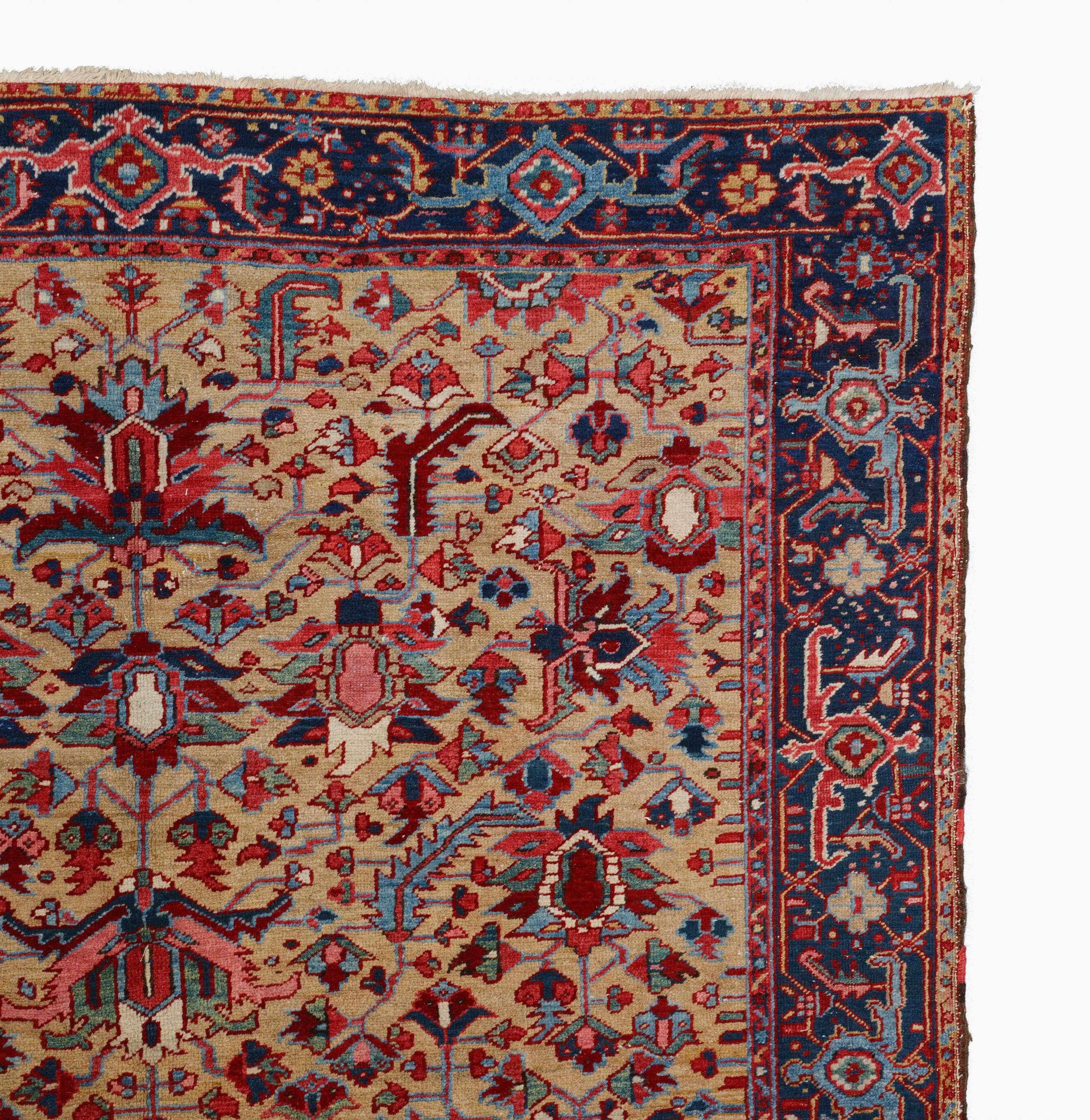 Late 19th Century Antique Heriz Rug - 19th Century Persian Heriz Carpet For Sale