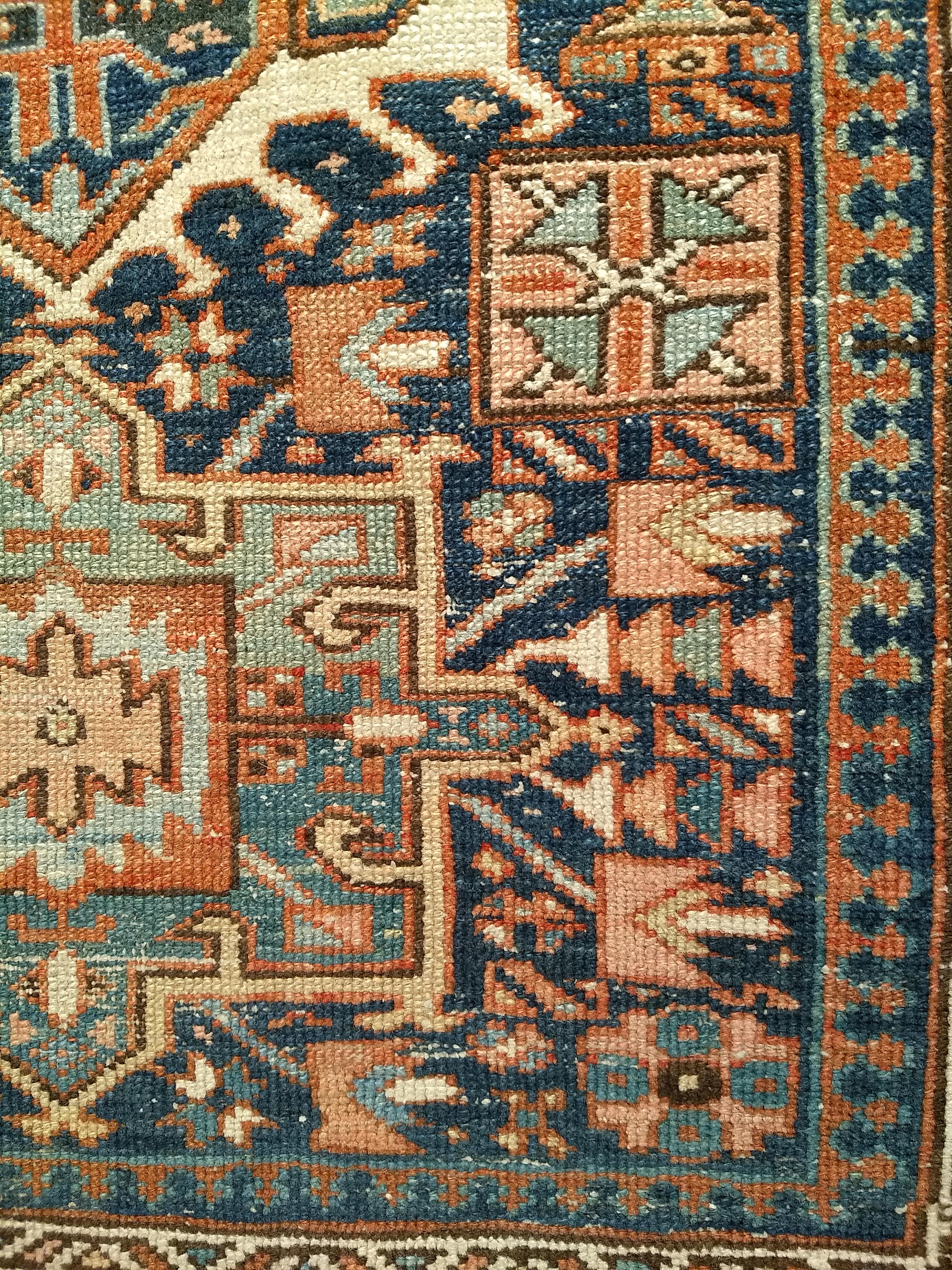 Vegetable Dyed 19th Century Persian Heriz Karajah Area Rug For Sale