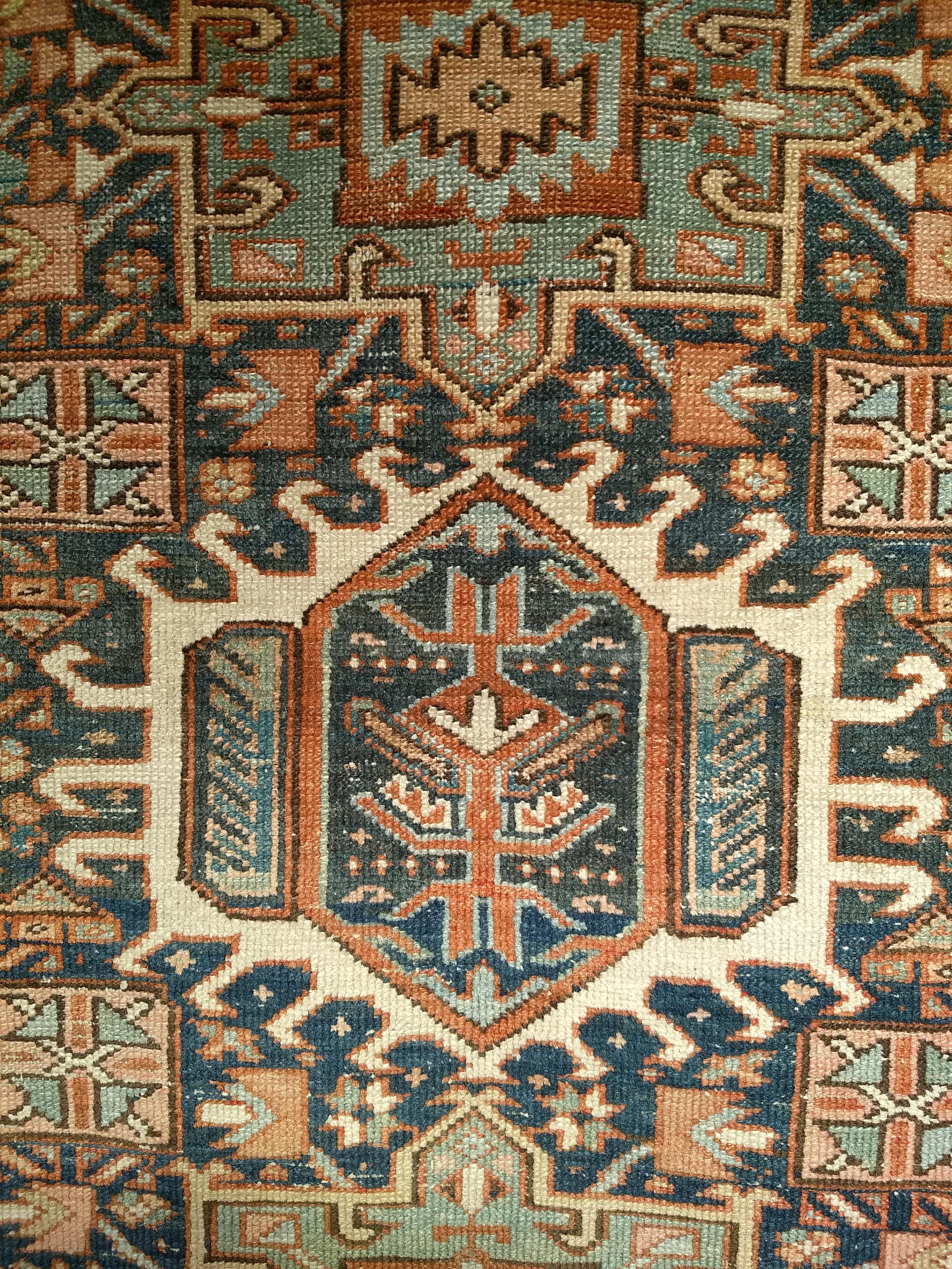 Wool 19th Century Persian Heriz Karajah Area Rug For Sale