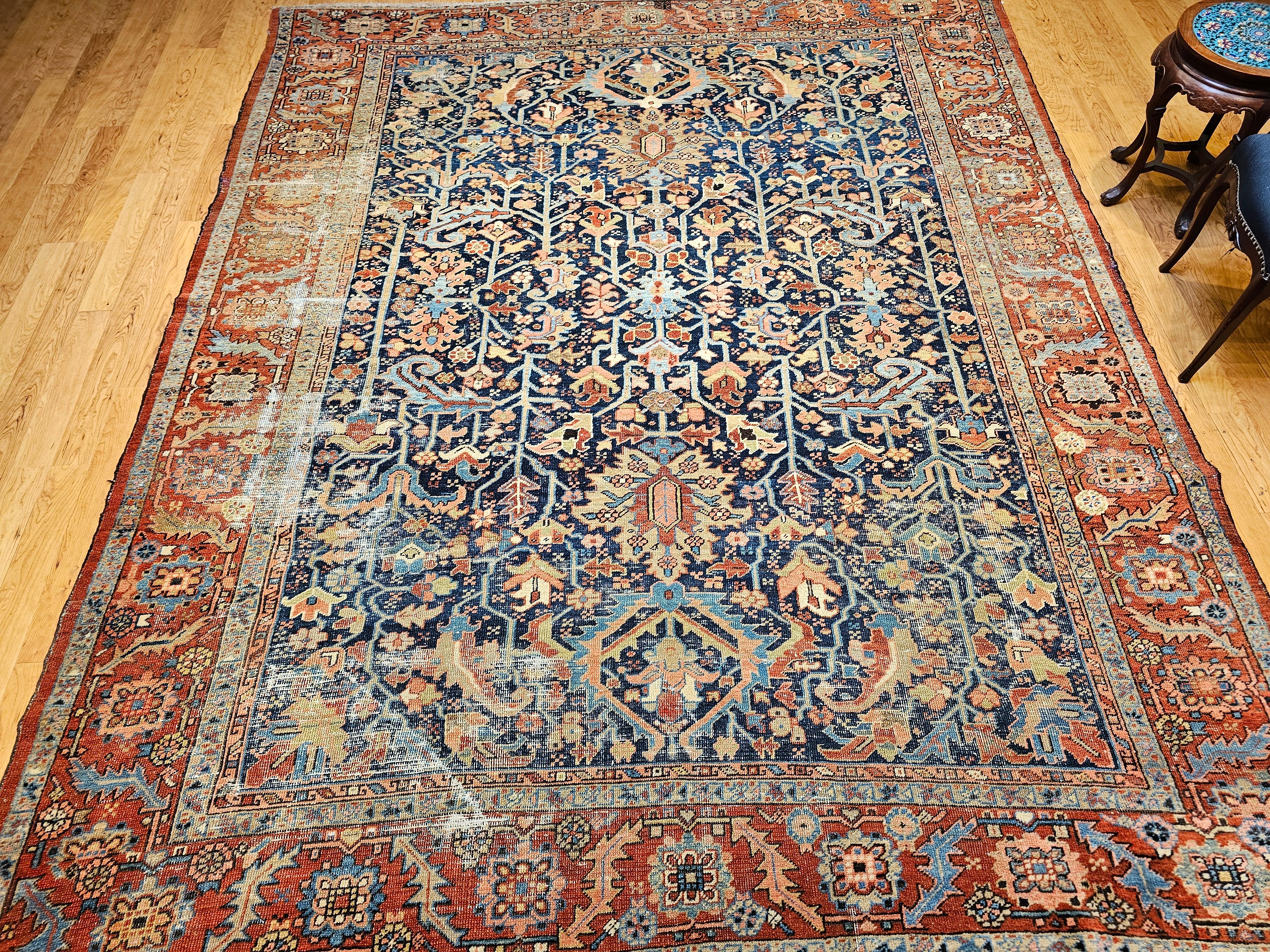 19th Century Persian Heriz Serapi in Allover 