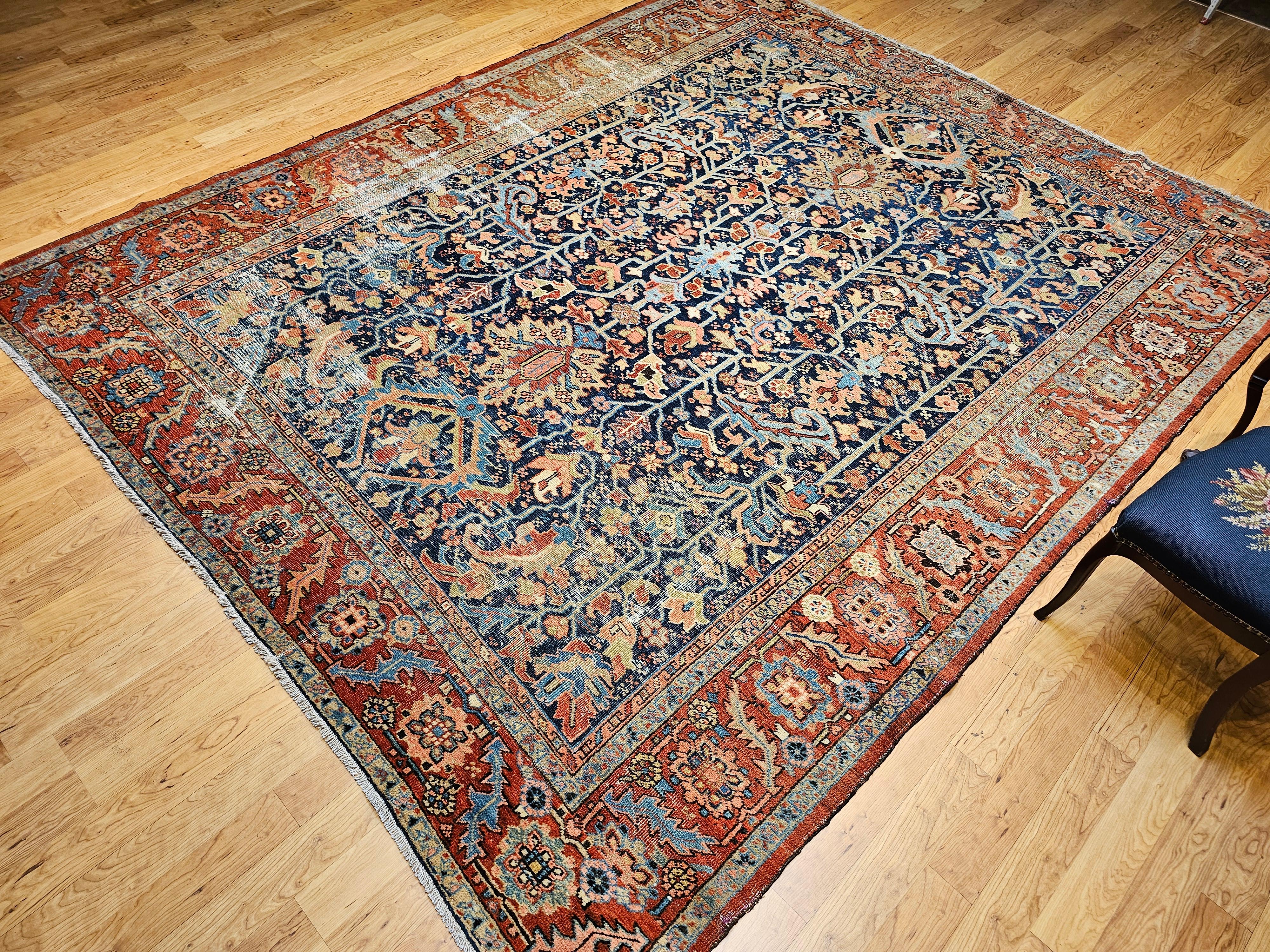 19th Century Persian Heriz Serapi in Allover 