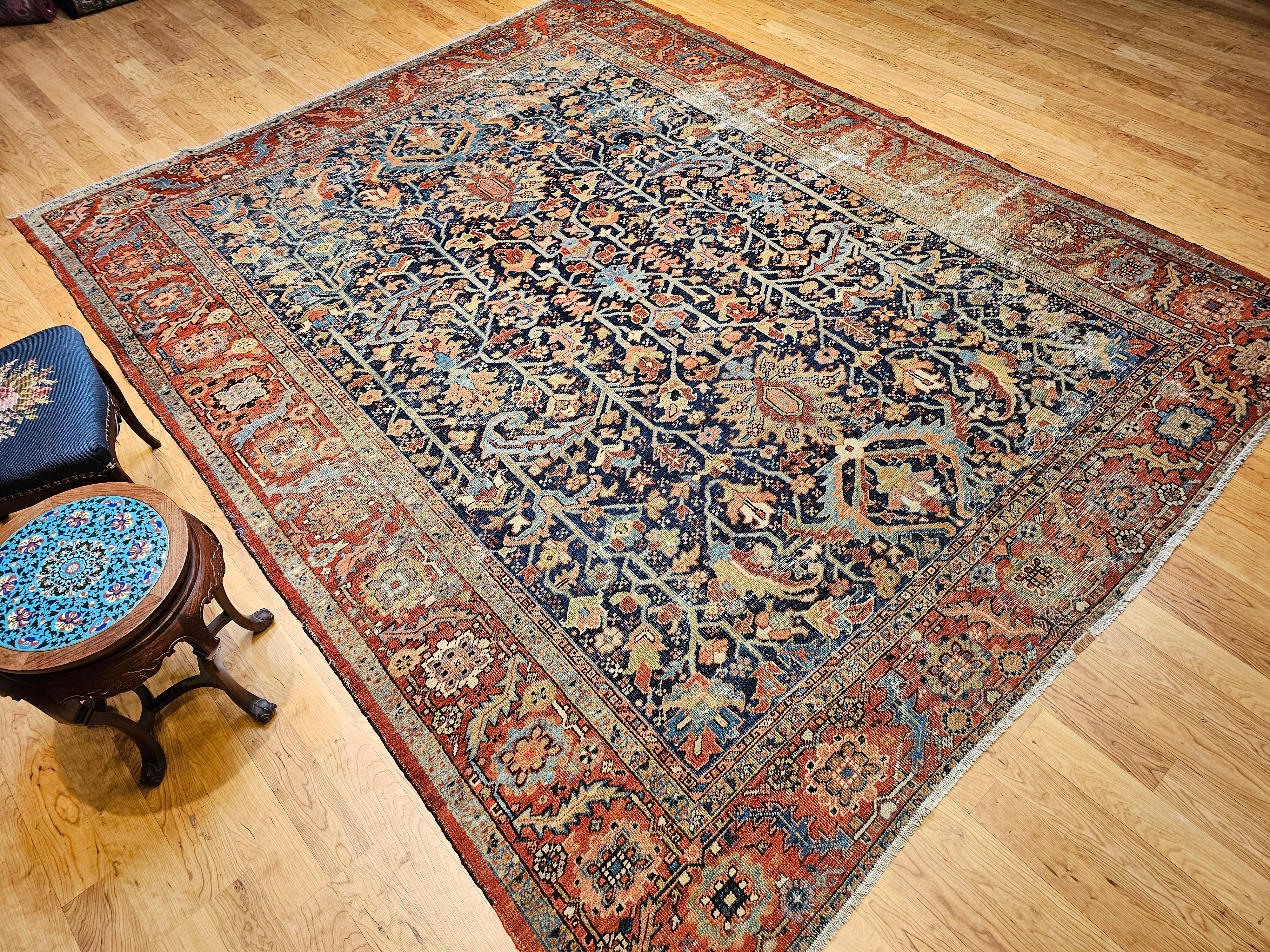 19th Century Persian Heriz Serapi in Allover 