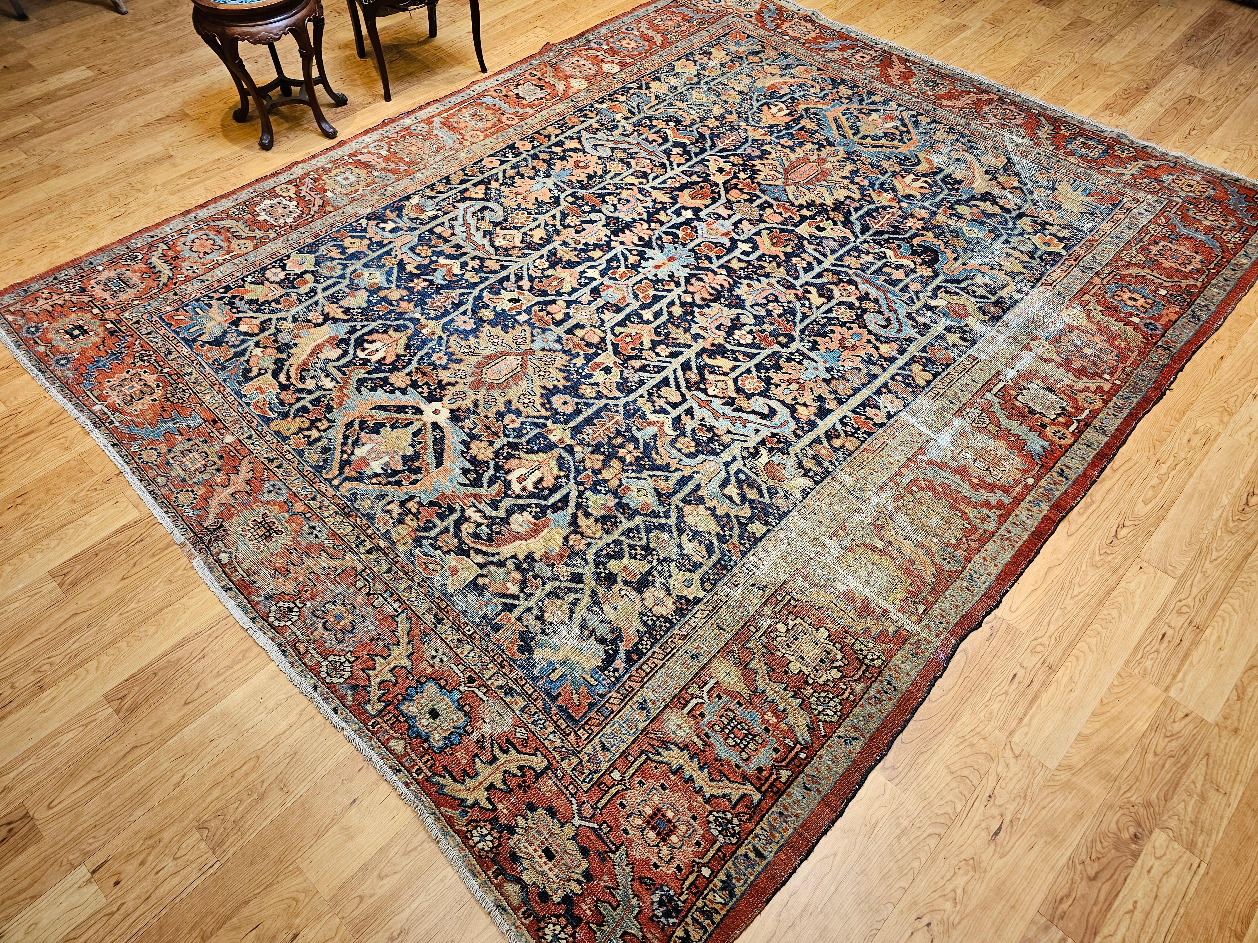 19th Century Persian Heriz Serapi in Allover 