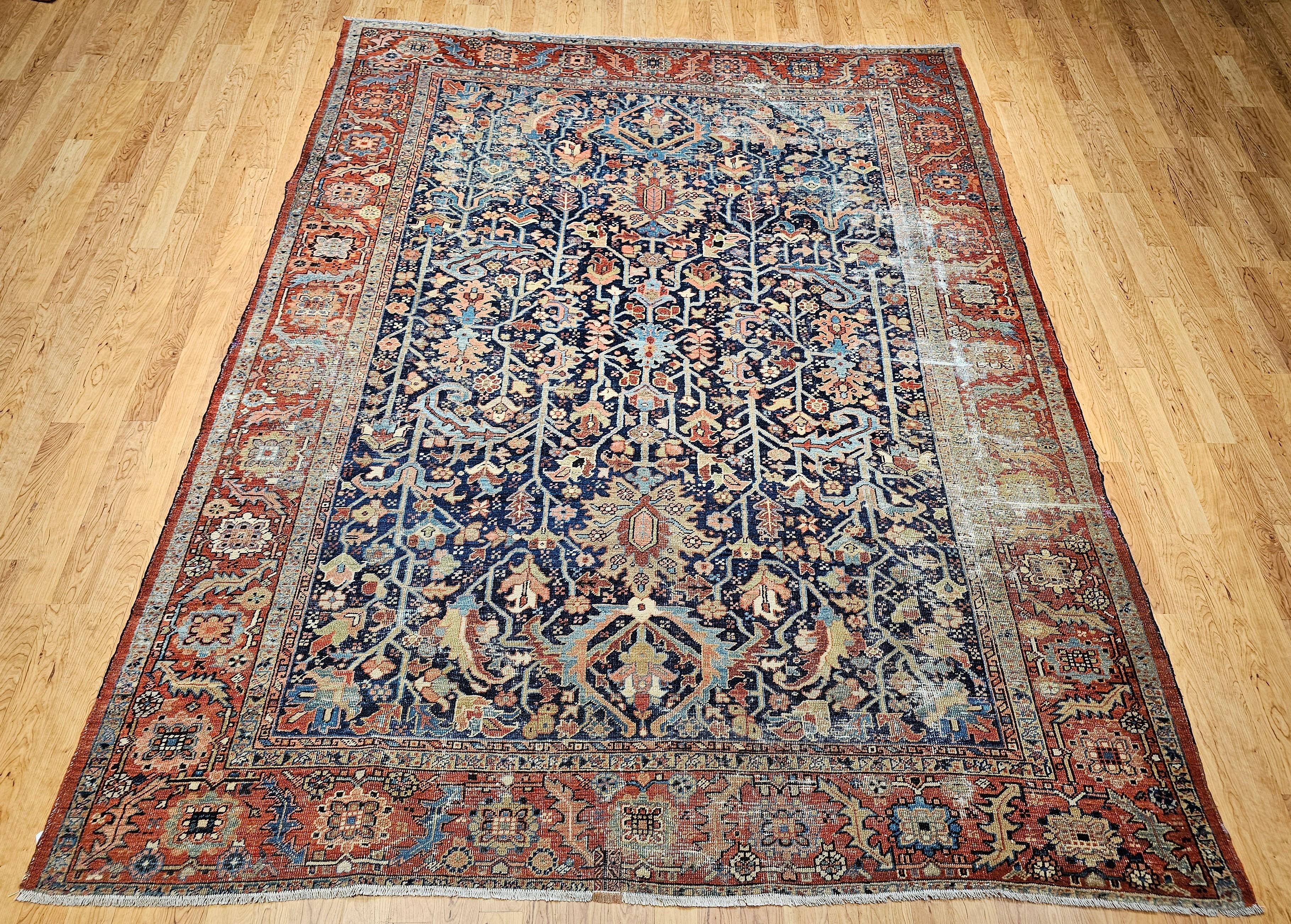 19th Century Persian Heriz Serapi in Allover 