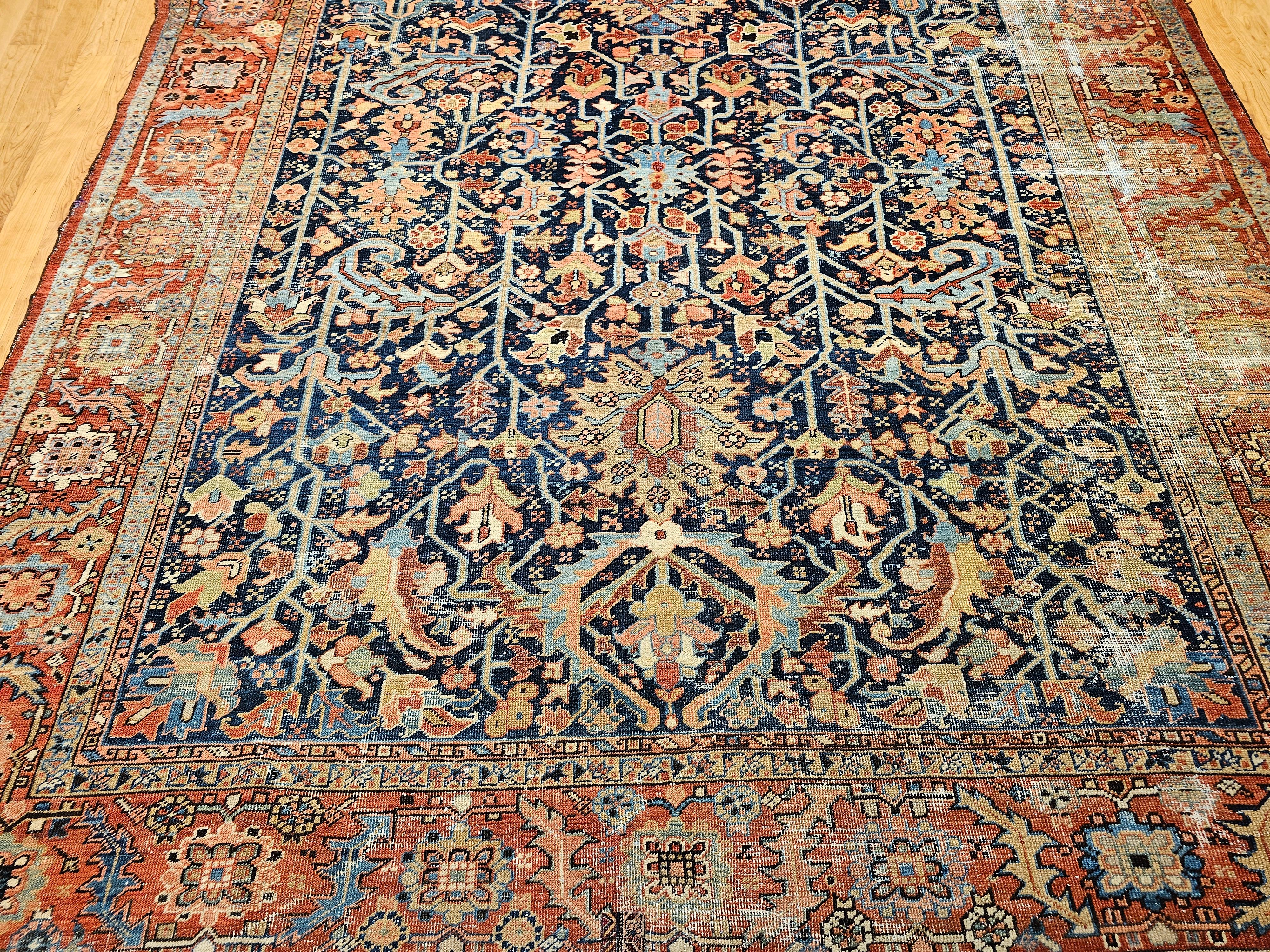 Wool 19th Century Persian Heriz Serapi in Allover 