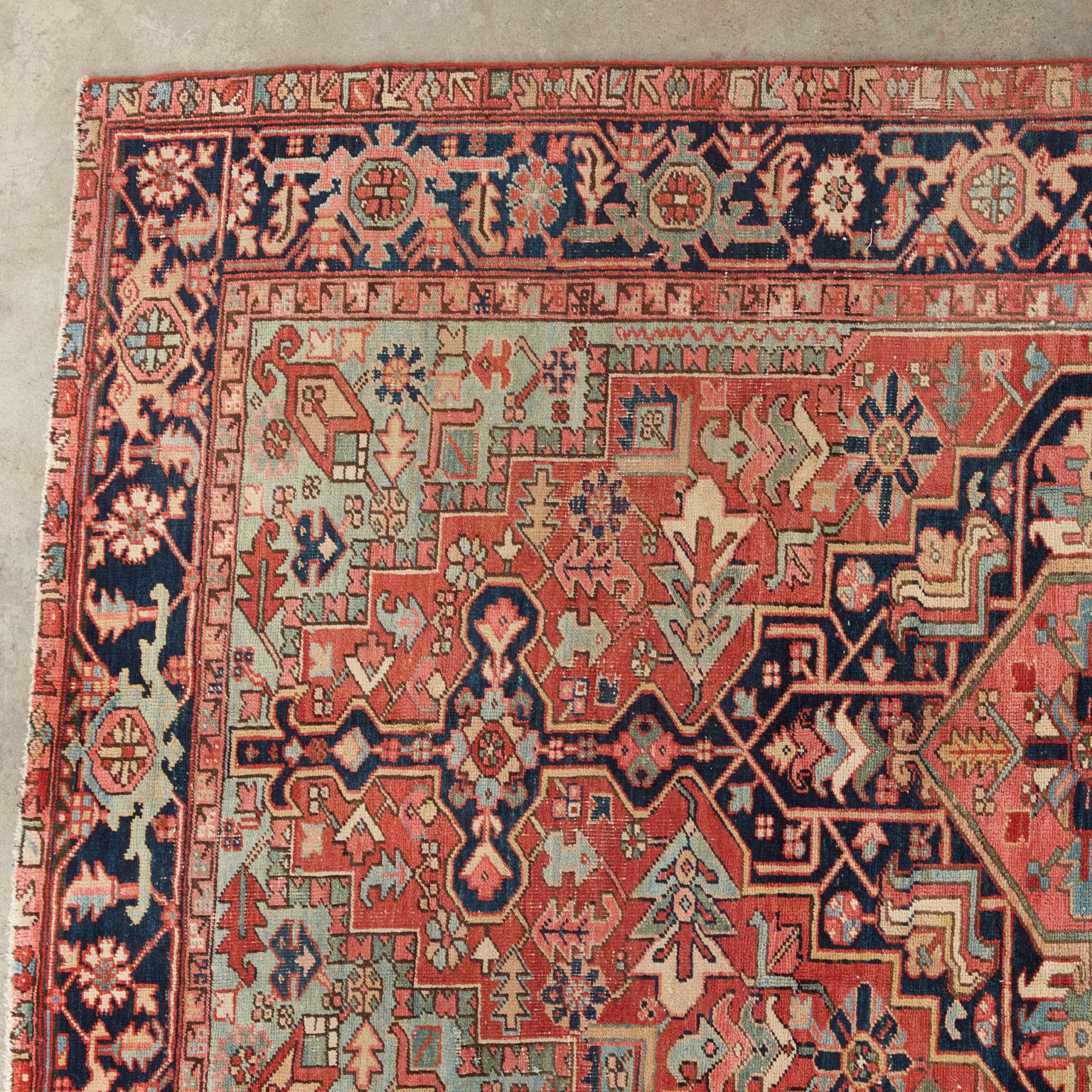 Heriz Serapi Antique 1920s Persian Heriz Wool Rug