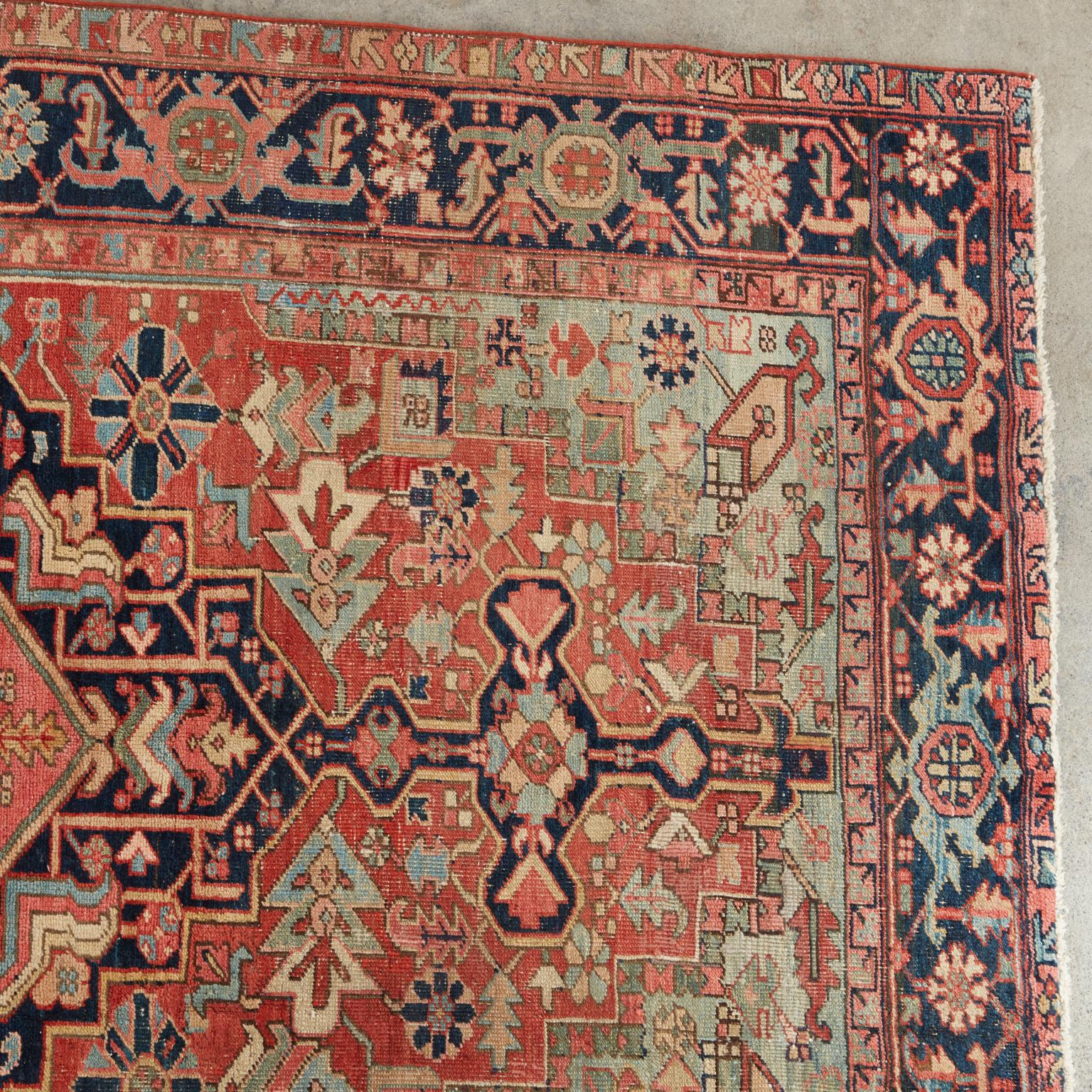 Early 20th Century Antique 1920s Persian Heriz Wool Rug