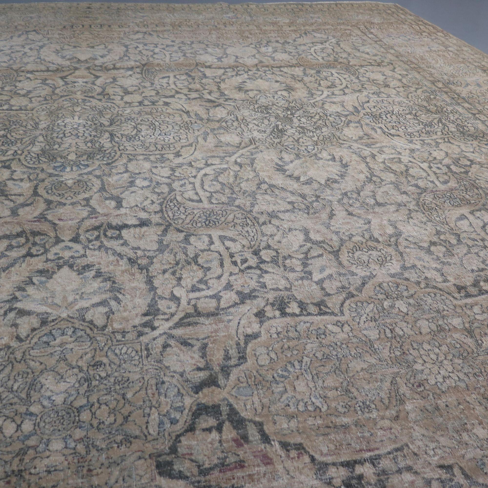 This early Isfahan carpet was created before the commercialization of the traditional workshop weaving of the 1920s. 
It, therefore, does not follow a traditional pattern template and is truly a one-off.  The high-density weaving defines the clarity