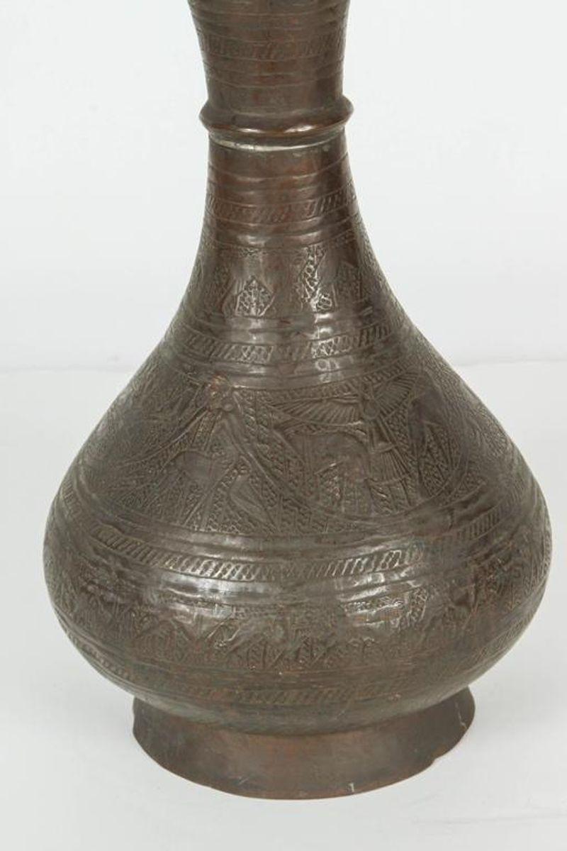 Hand-Crafted 19th Century Persian Islamic Bronzed Vase For Sale